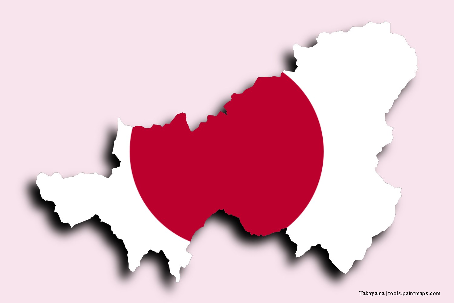 flag map of Takayama with 3D shadow effect