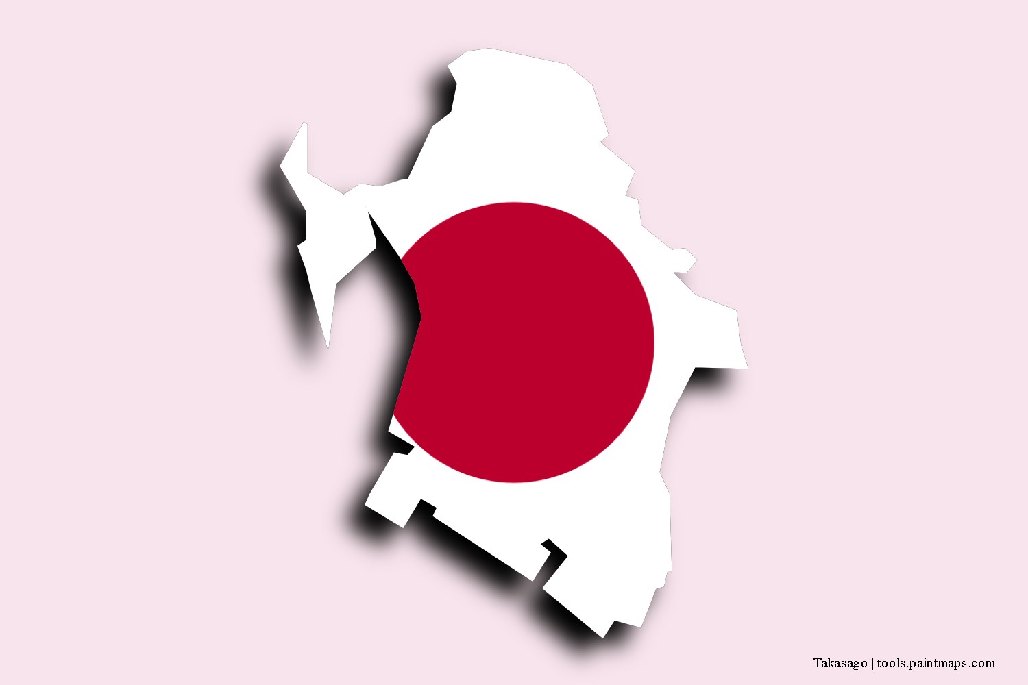 flag map of Takasago with 3D shadow effect