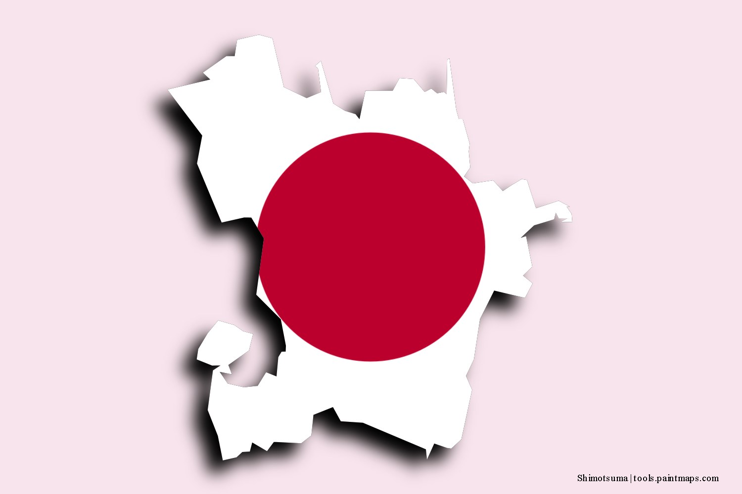 flag map of Shimotsuma with 3D shadow effect