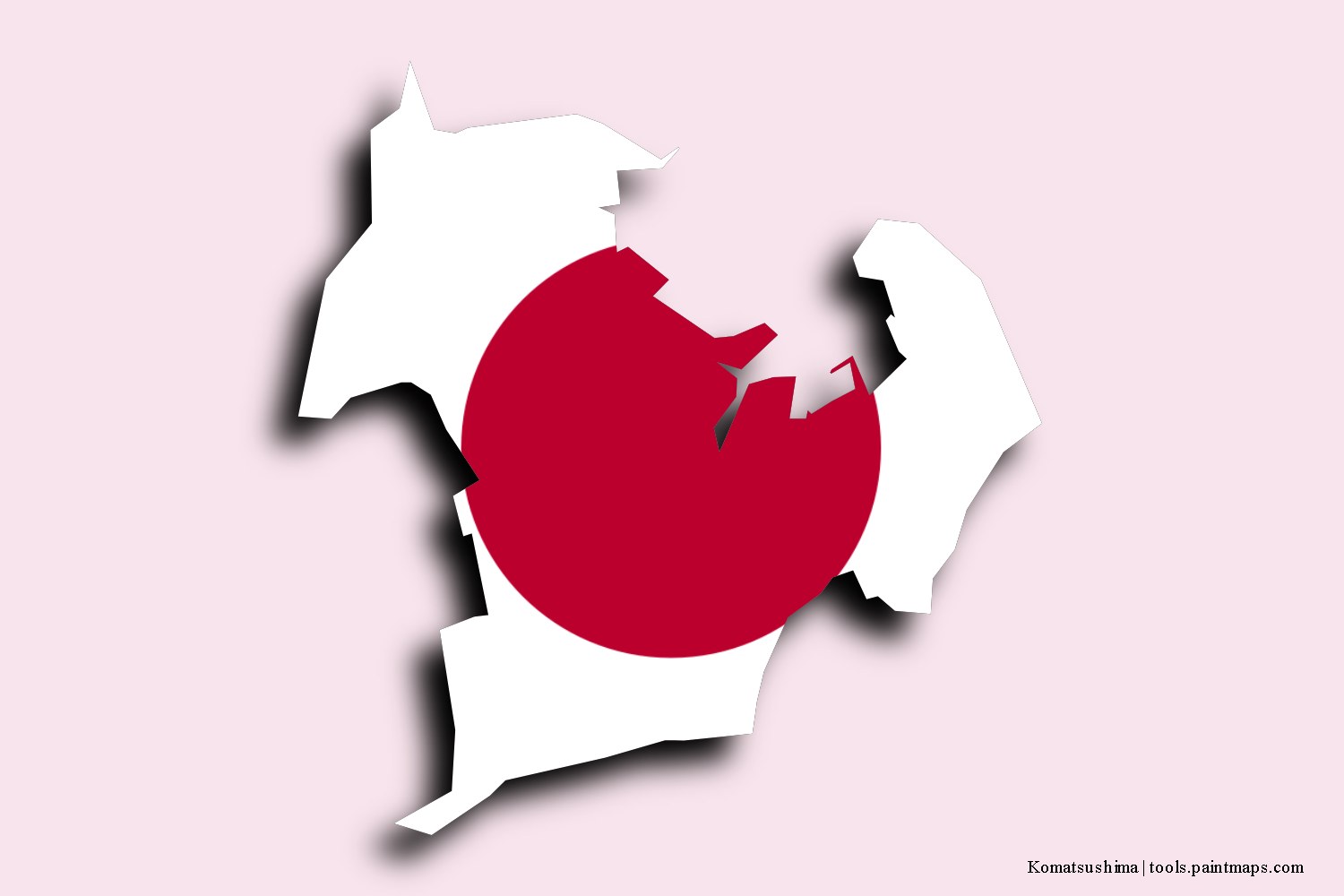 flag map of Komatsushima with 3D shadow effect