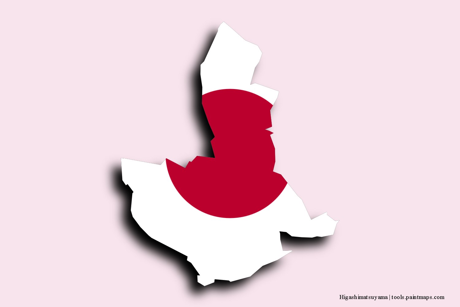 flag map of Higashimatsuyama with 3D shadow effect