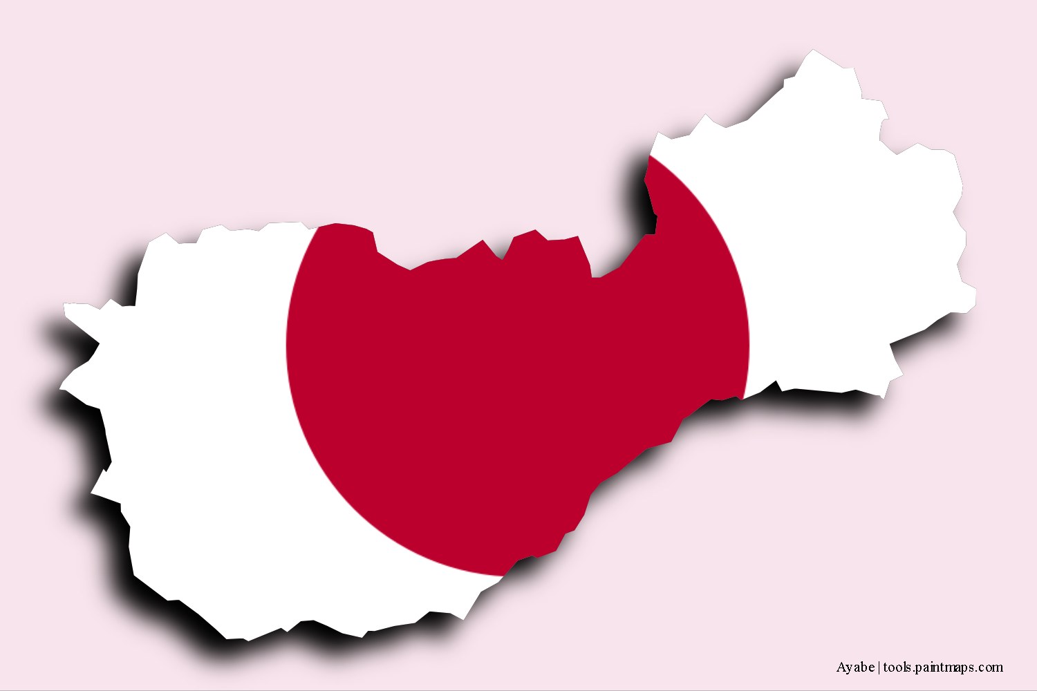 flag map of Ayabe with 3D shadow effect