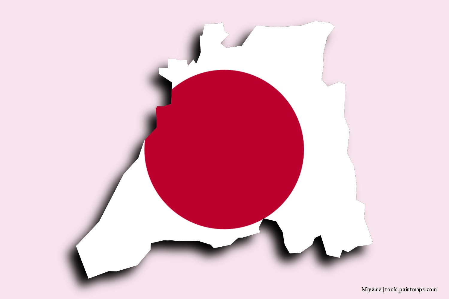 flag map of Miyama with 3D shadow effect