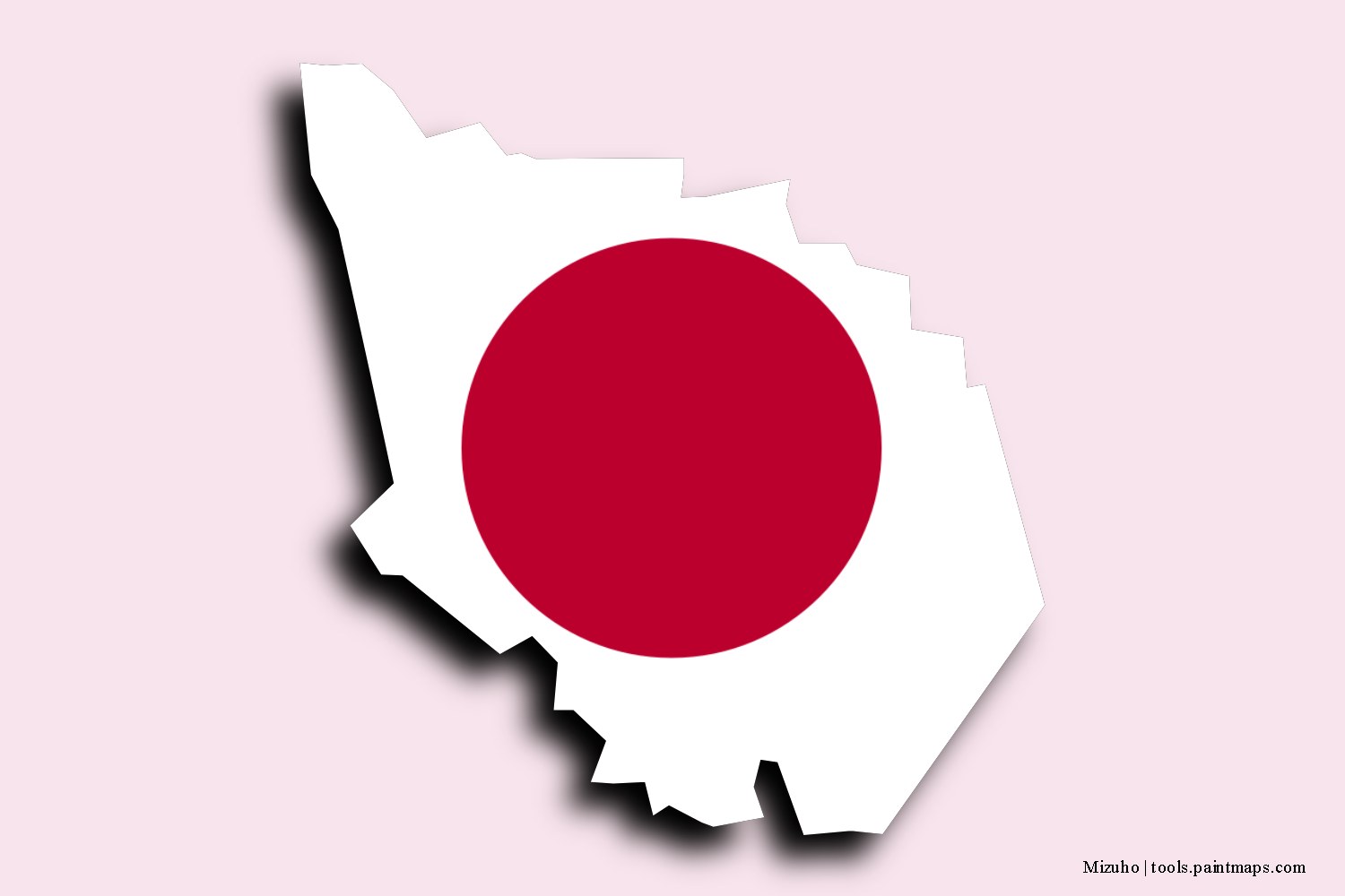 flag map of Mizuho with 3D shadow effect