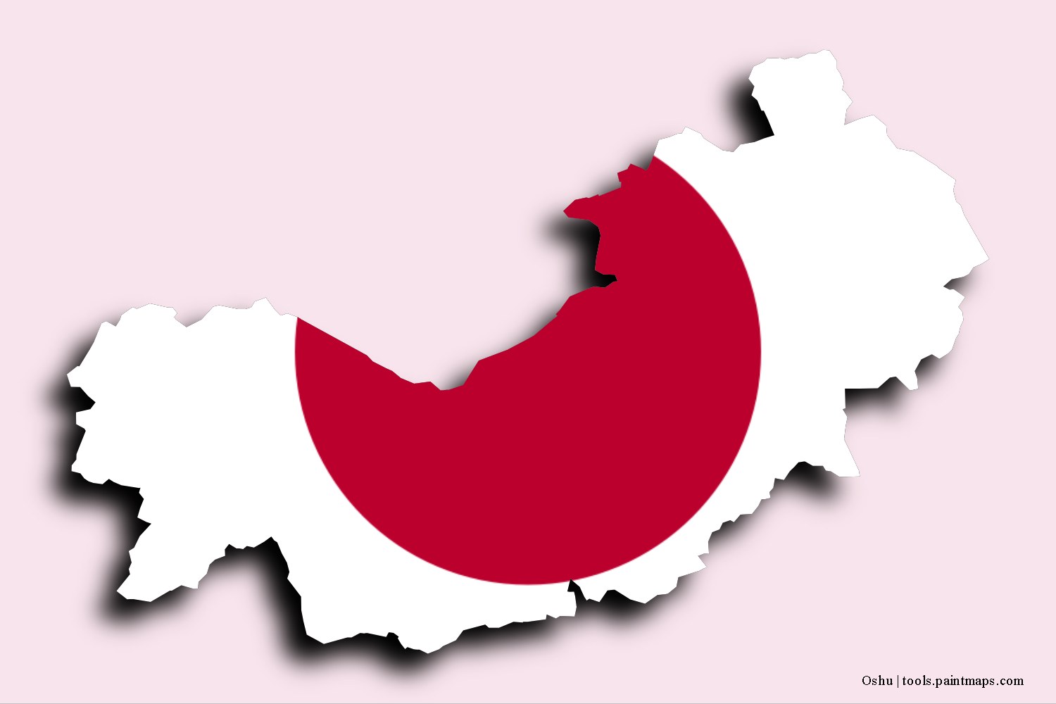 flag map of Oshu with 3D shadow effect