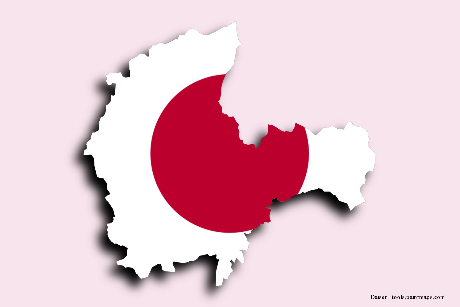 flag map of Daisen with 3D shadow effect