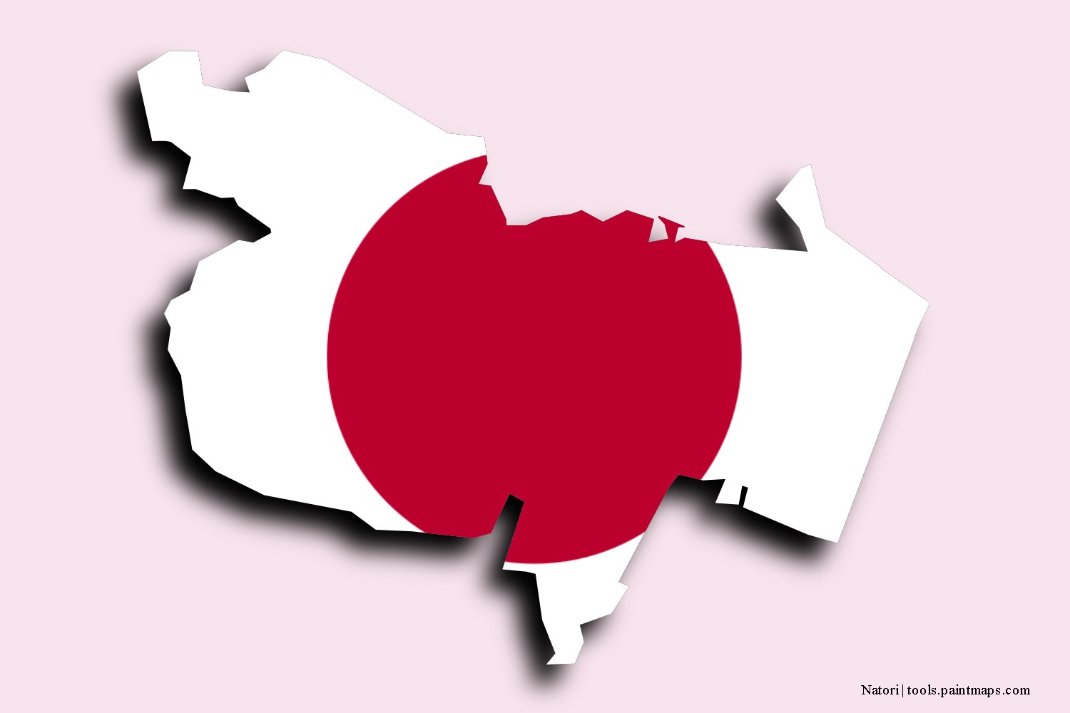 flag map of Natori with 3D shadow effect