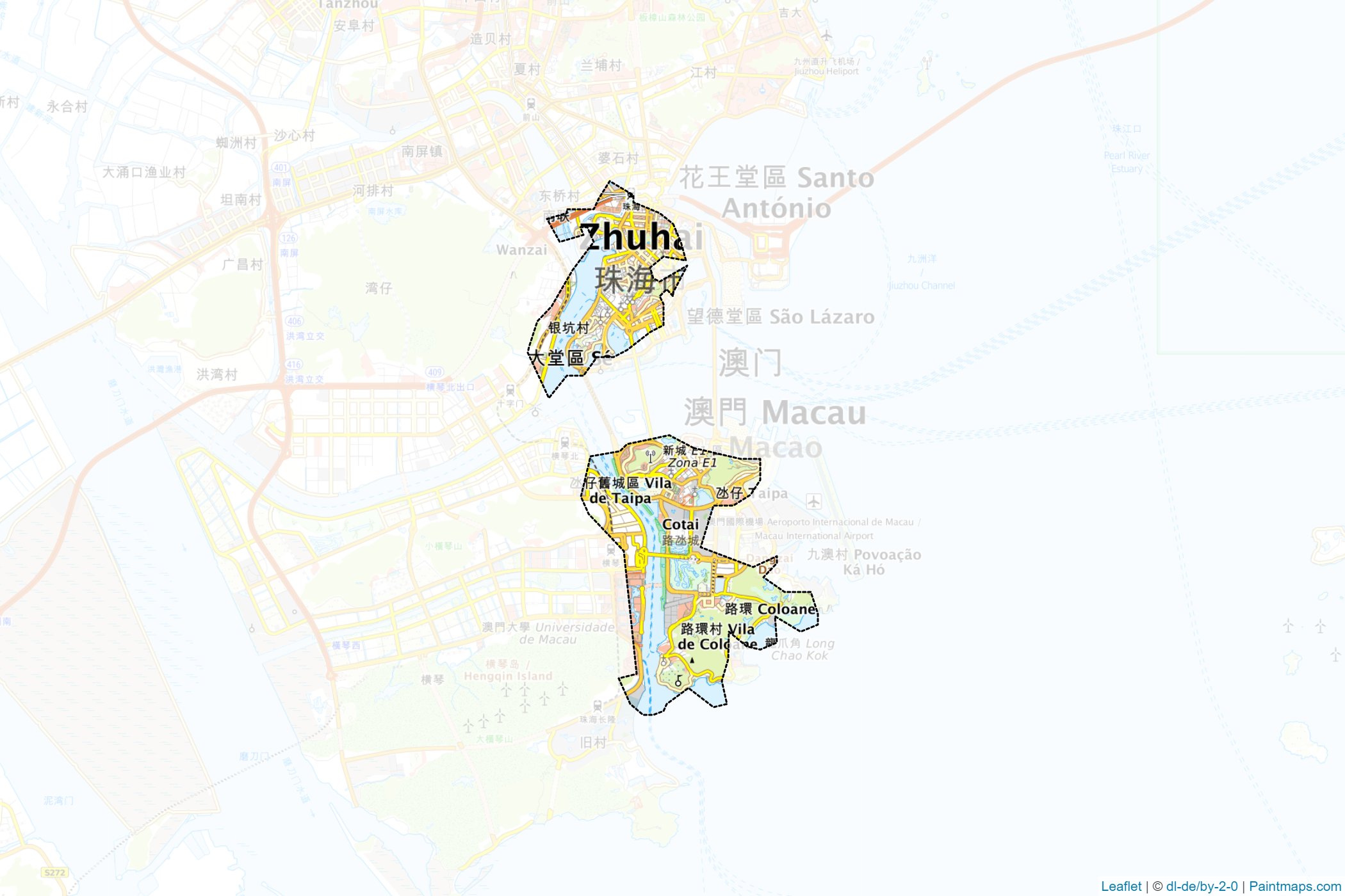 Crea mapas imprimibles de Macao con enmascaramiento (recorte) de bordes ...