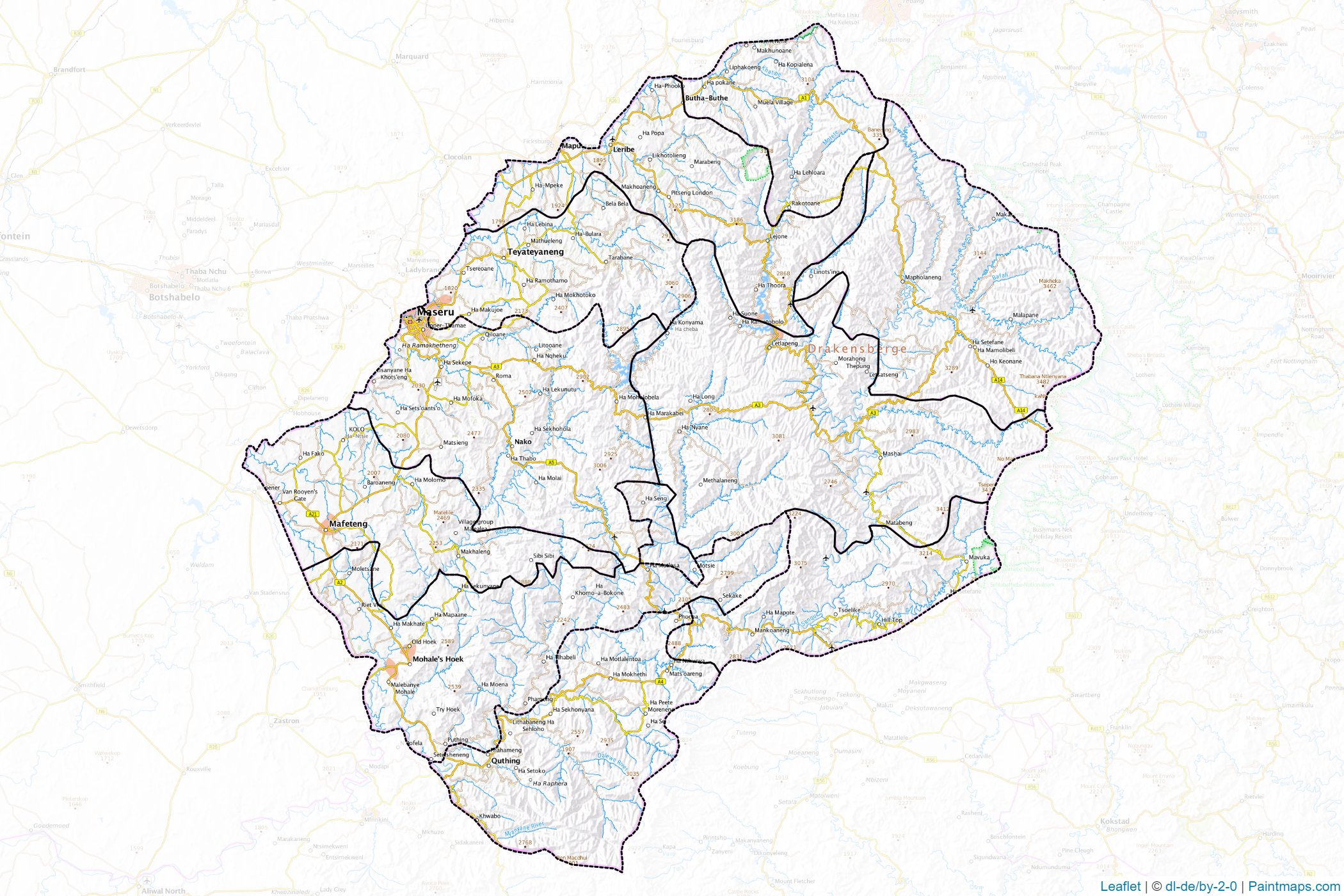 Lesotho  Haritası Örnekleri-1