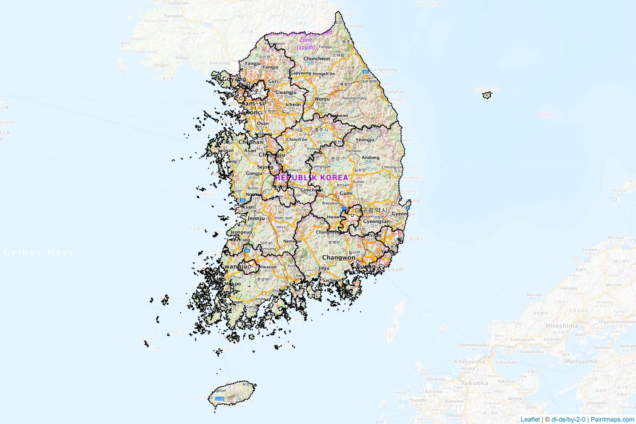 Muestras de recorte de mapas Corea del Sur -1