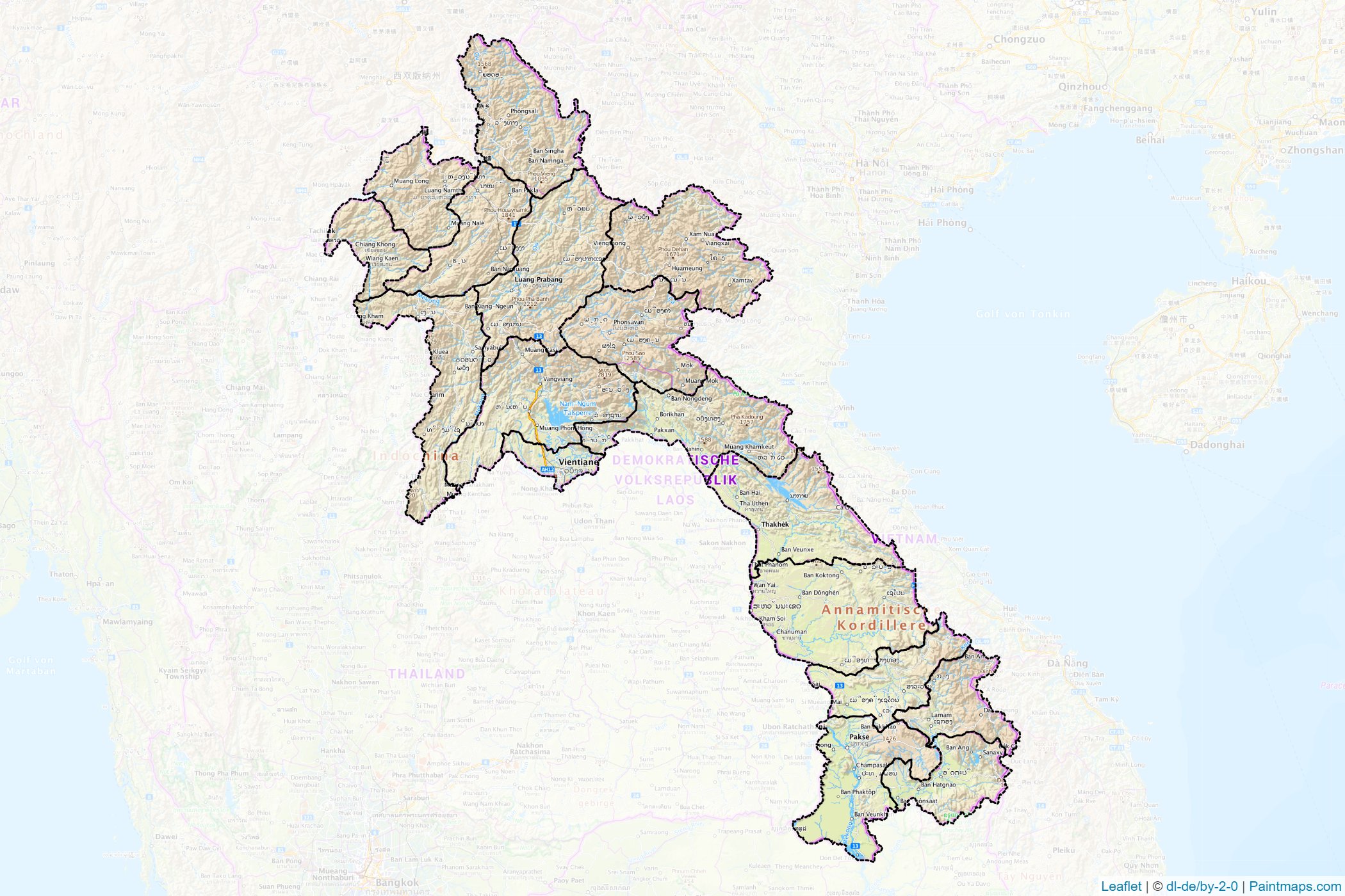 Muestras de recorte de mapas Laos -1