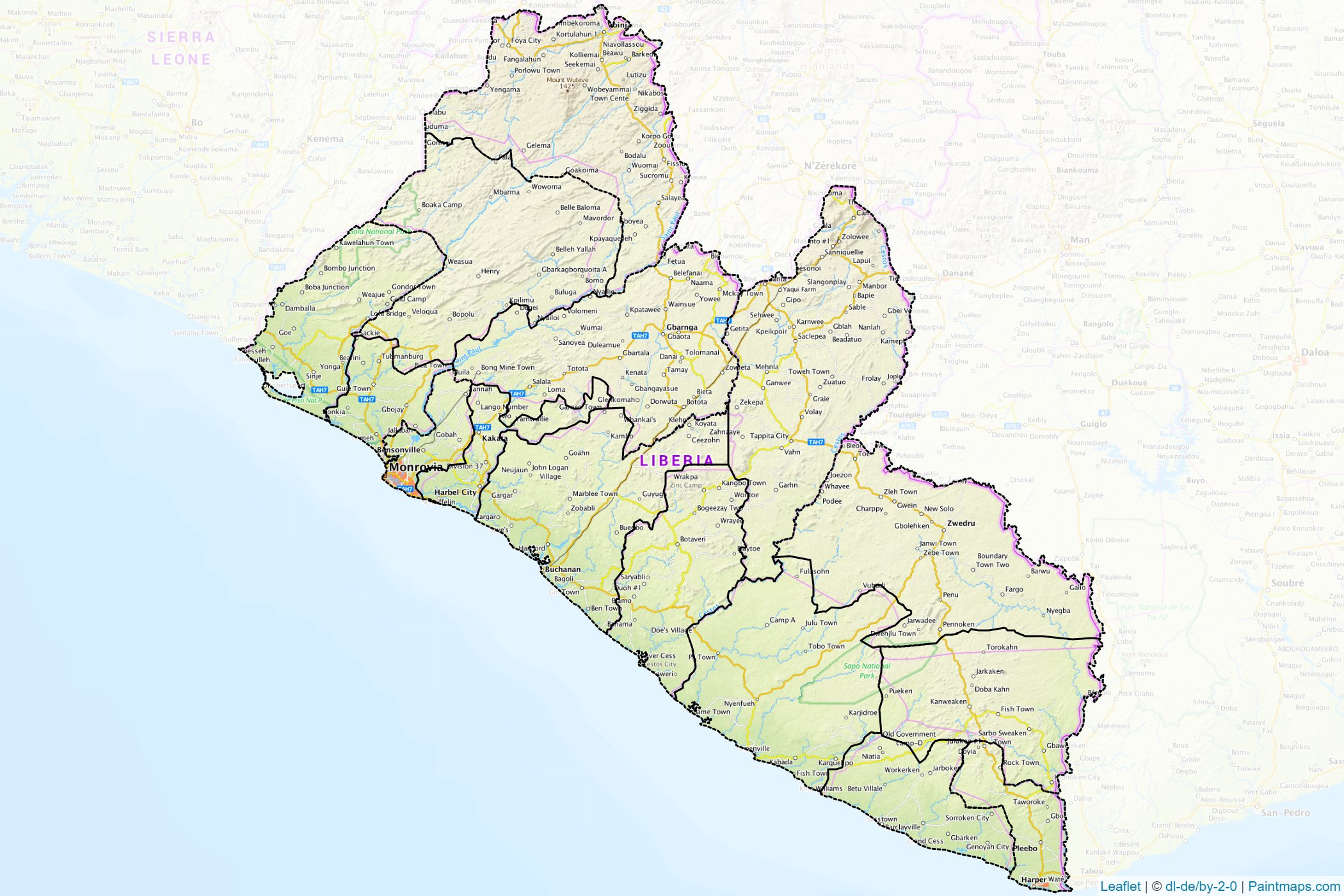 Muestras de recorte de mapas Liberia -1