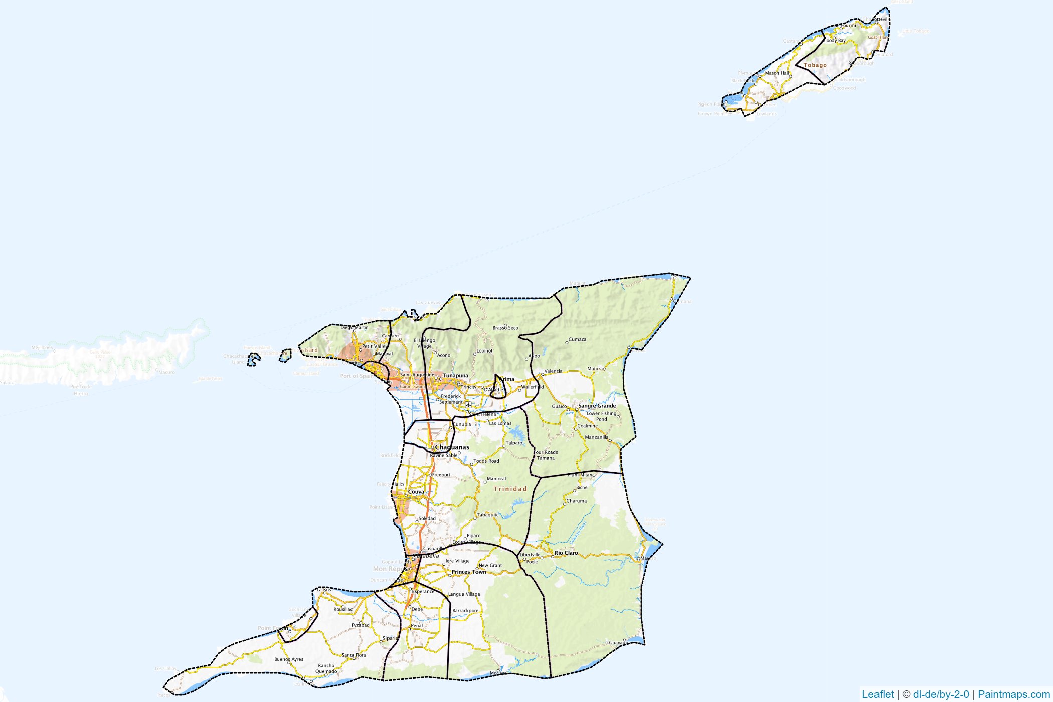 Muestras de recorte de mapas Trinidad y Tobago -1