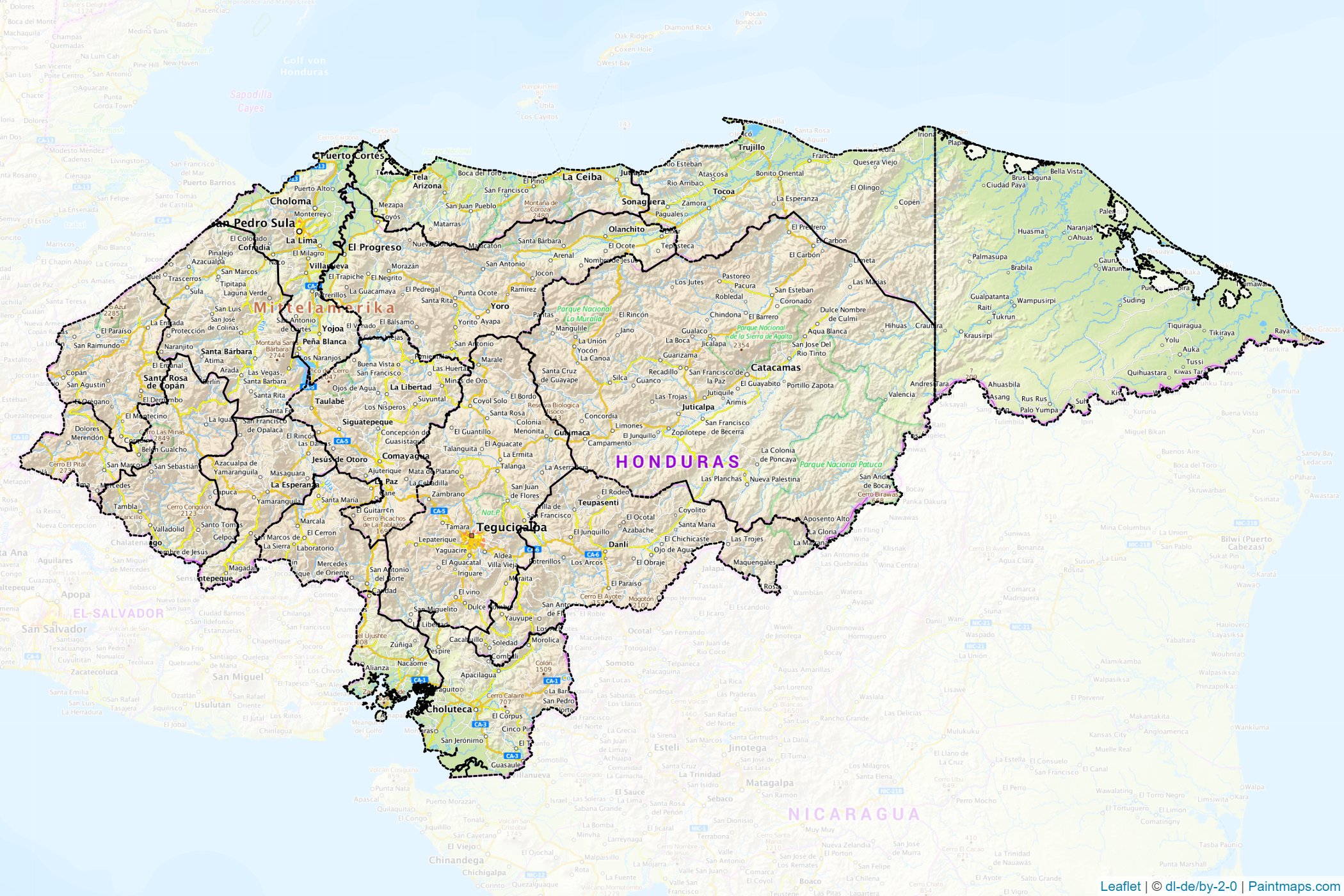 Muestras de recorte de mapas Honduras -1