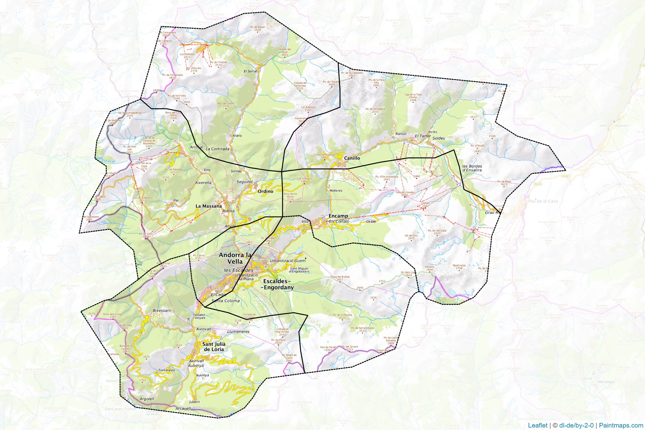 Andorra  Haritası Örnekleri-1