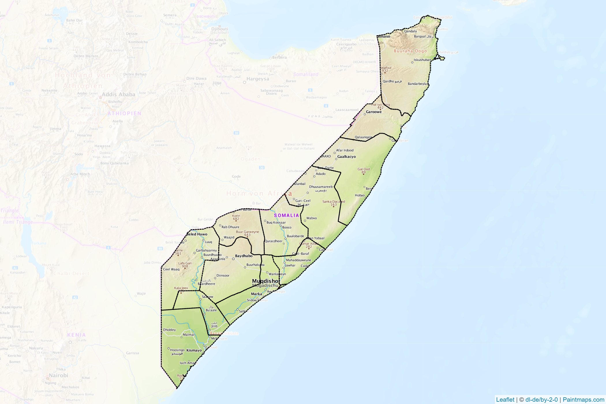 Make printable Somalia maps with border masking (cropping) using ...