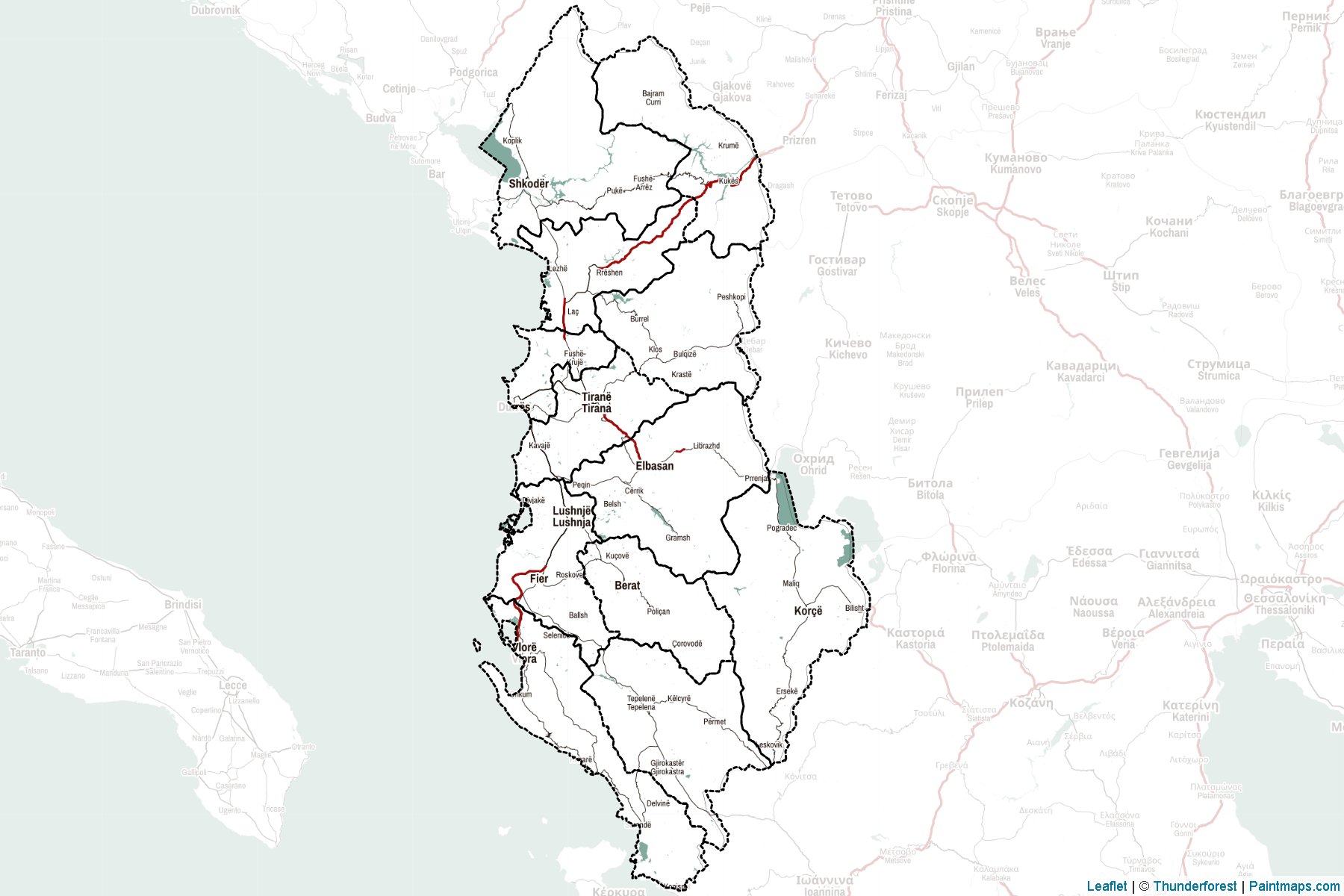 Muestras de recorte de mapas Albania -2