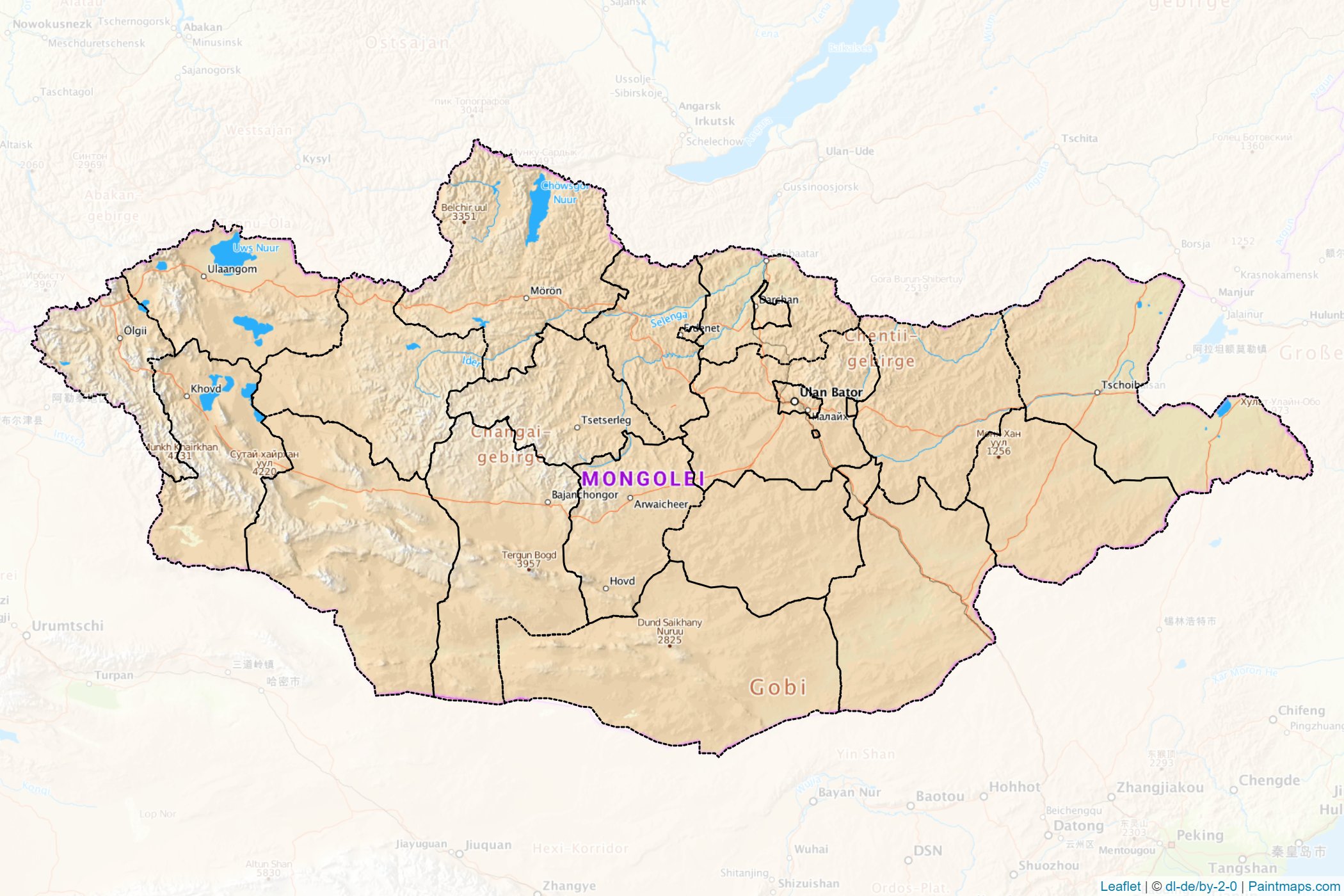 Muestras de recorte de mapas Mongolia -1