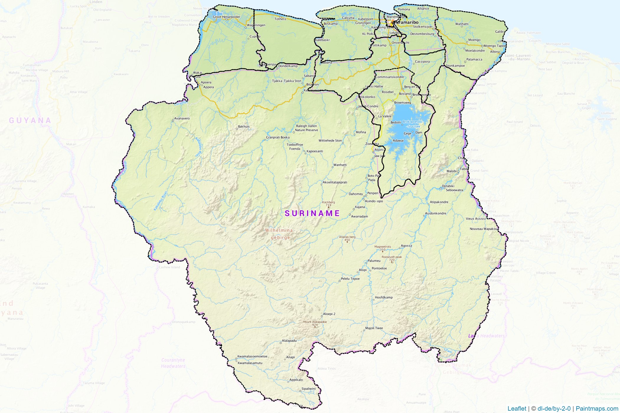 Muestras de recorte de mapas Suriname -1