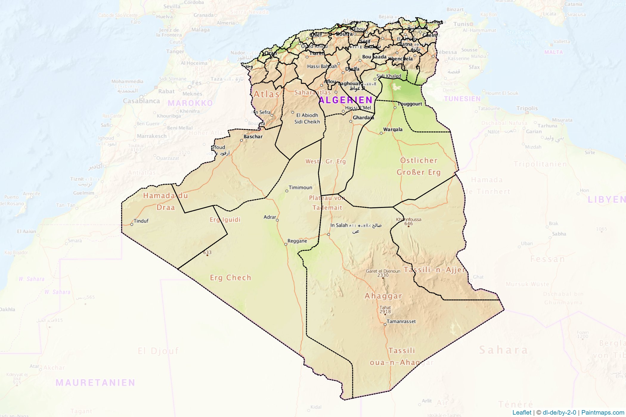 Muestras de recorte de mapas Argelia -1