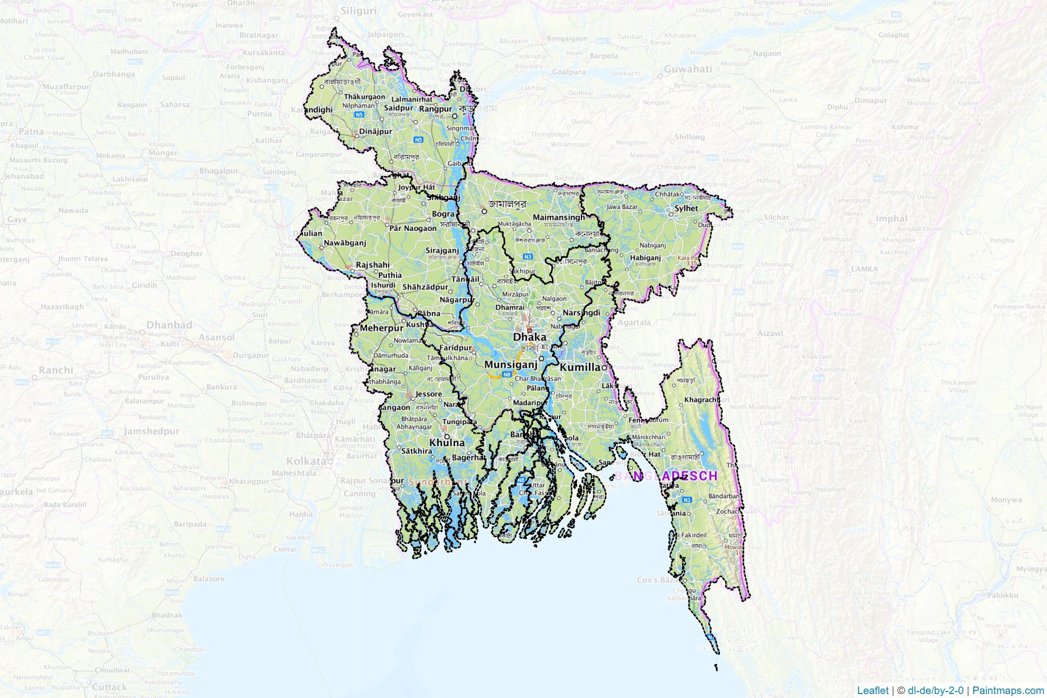 Muestras de recorte de mapas Bangladesh -1