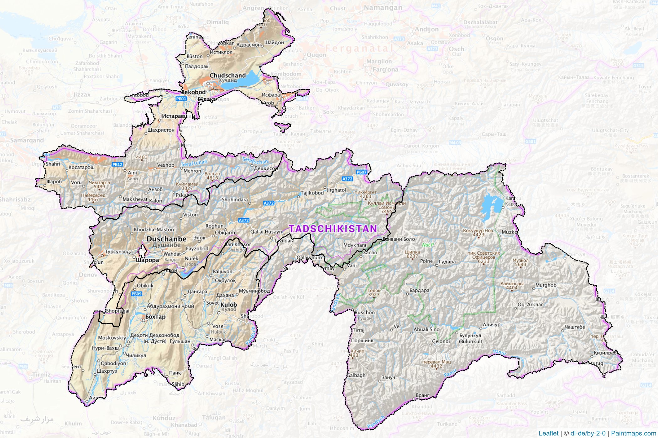 Muestras de recorte de mapas Tayikistán -1