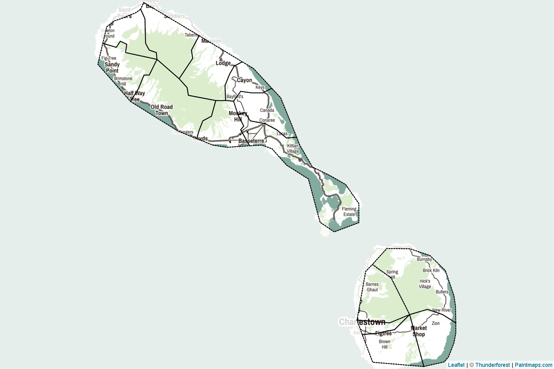 Muestras de recorte de mapas San Cristóbal y Nieves -2