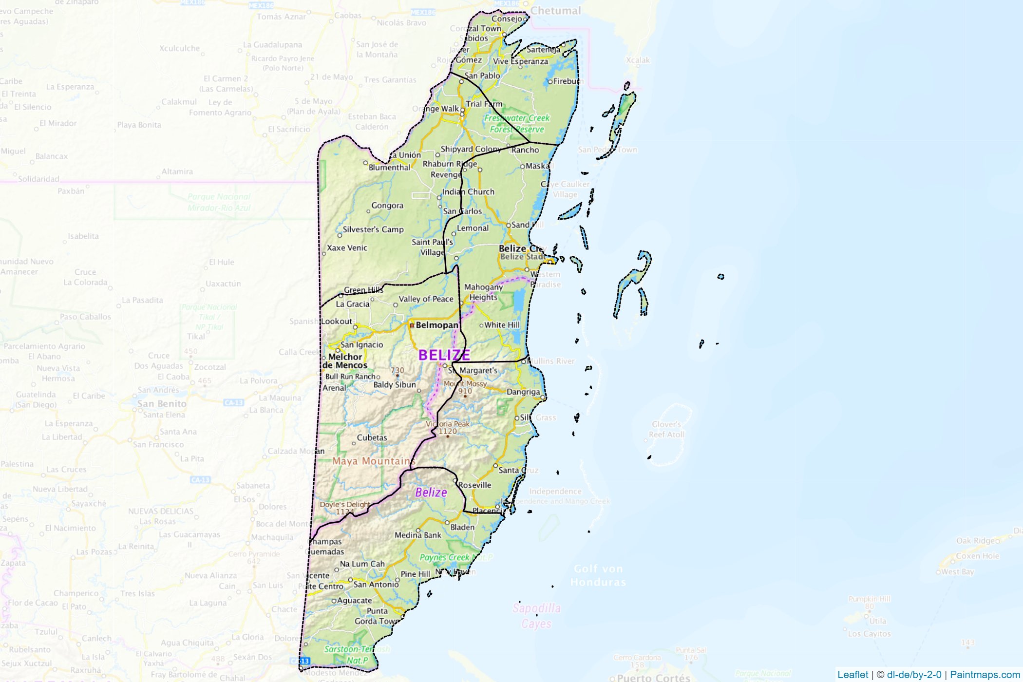 Muestras de recorte de mapas Belice -1