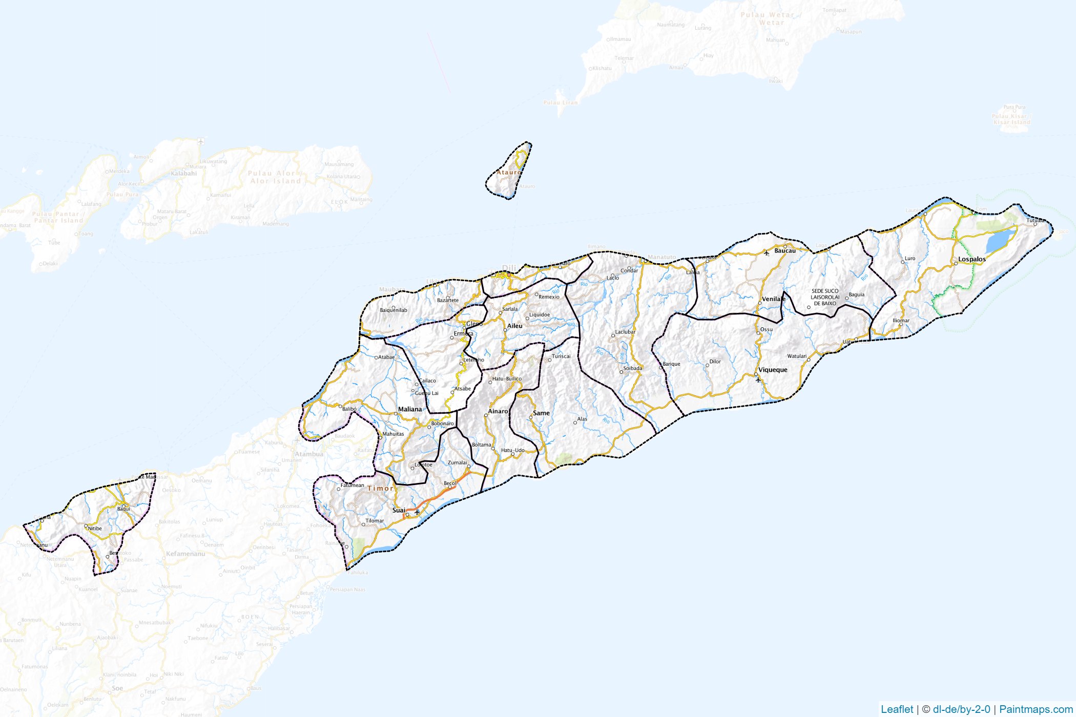 Muestras de recorte de mapas Timor Oriental -1