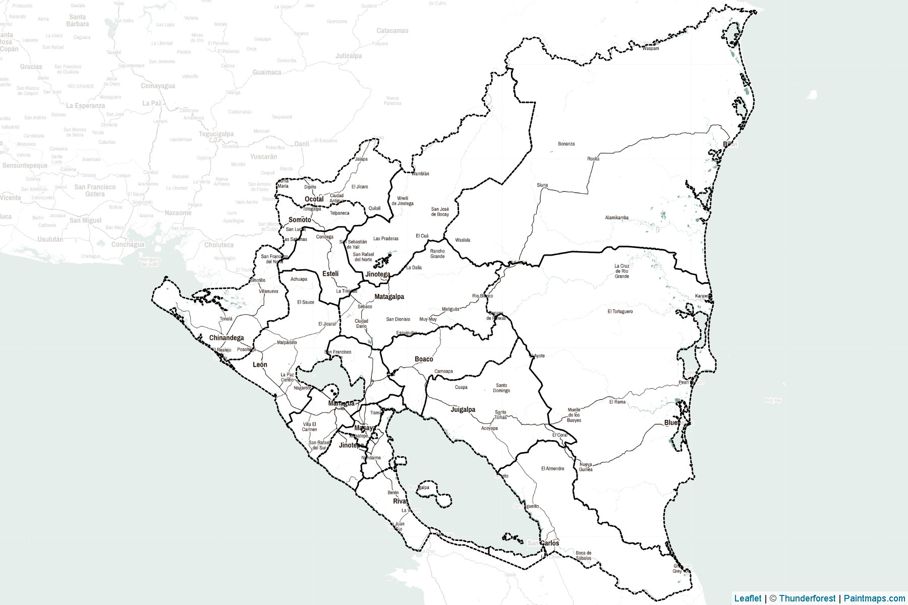 Muestras de recorte de mapas Nicaragua -2