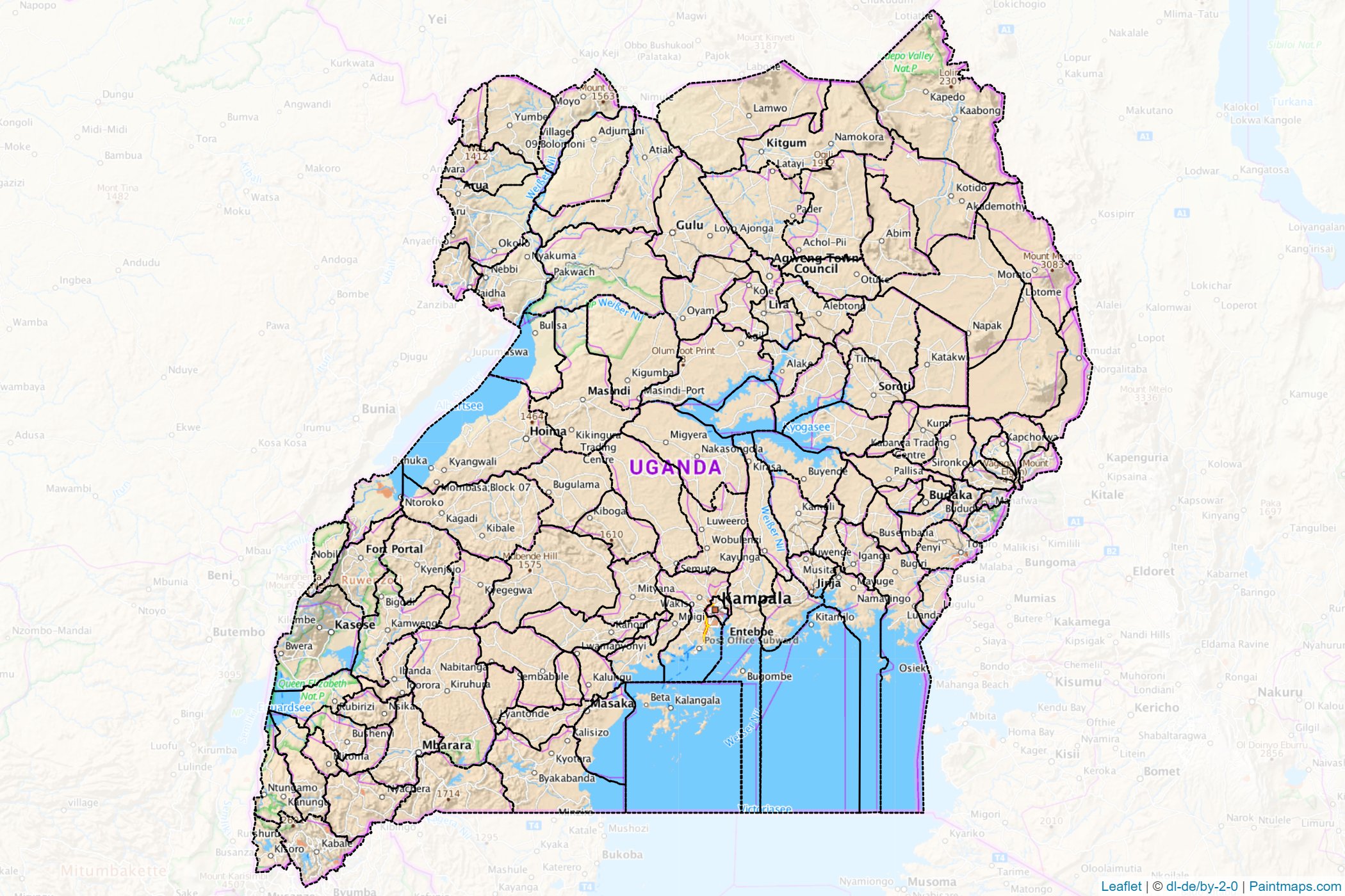 Muestras de recorte de mapas Uganda -1