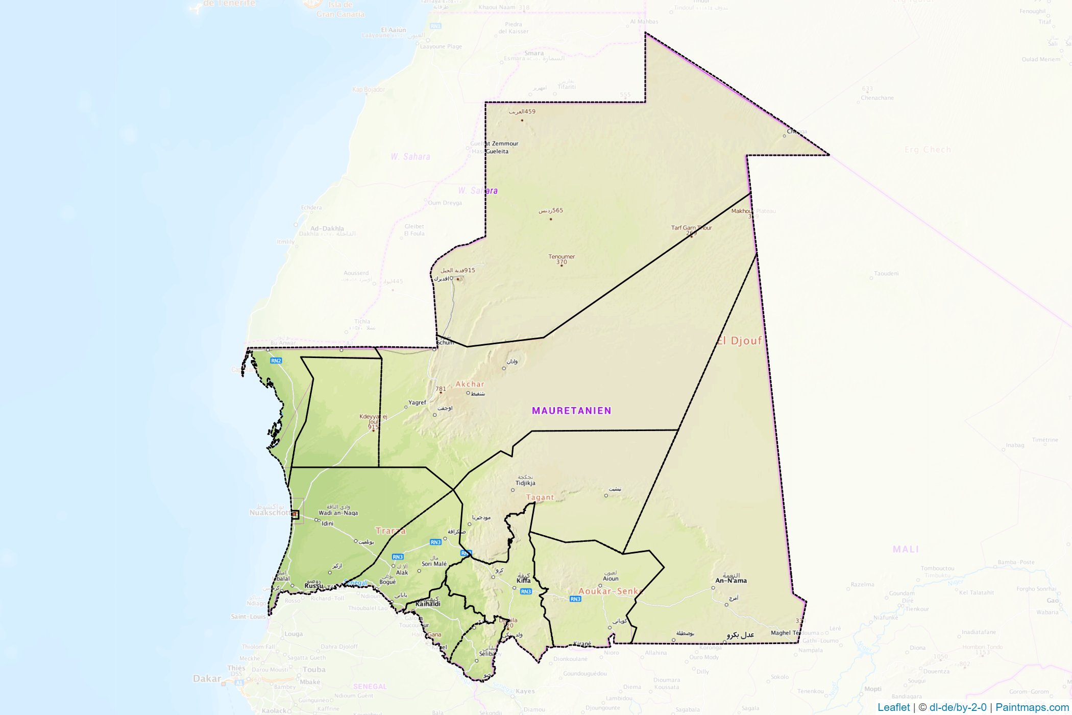 Muestras de recorte de mapas Mauritania -1