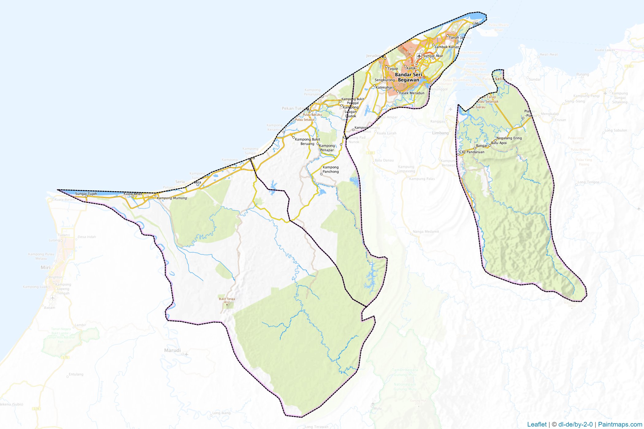 Muestras de recorte de mapas Brunei Darussalam -1