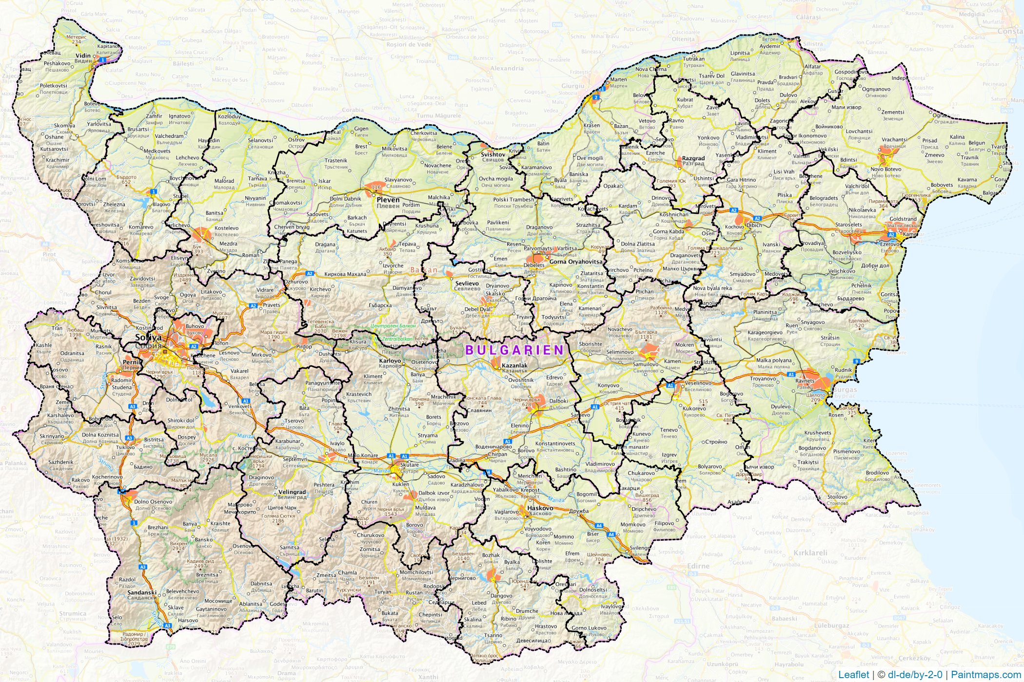 Muestras de recorte de mapas Bulgaria -1