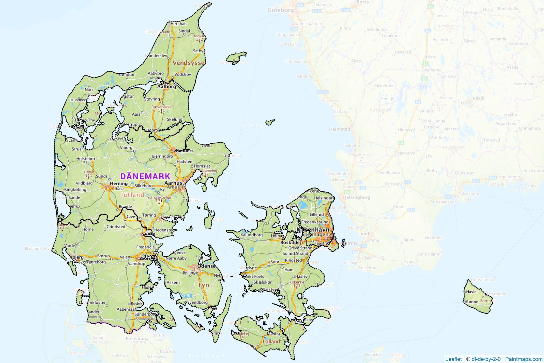 Muestras de recorte de mapas Dinamarca -1