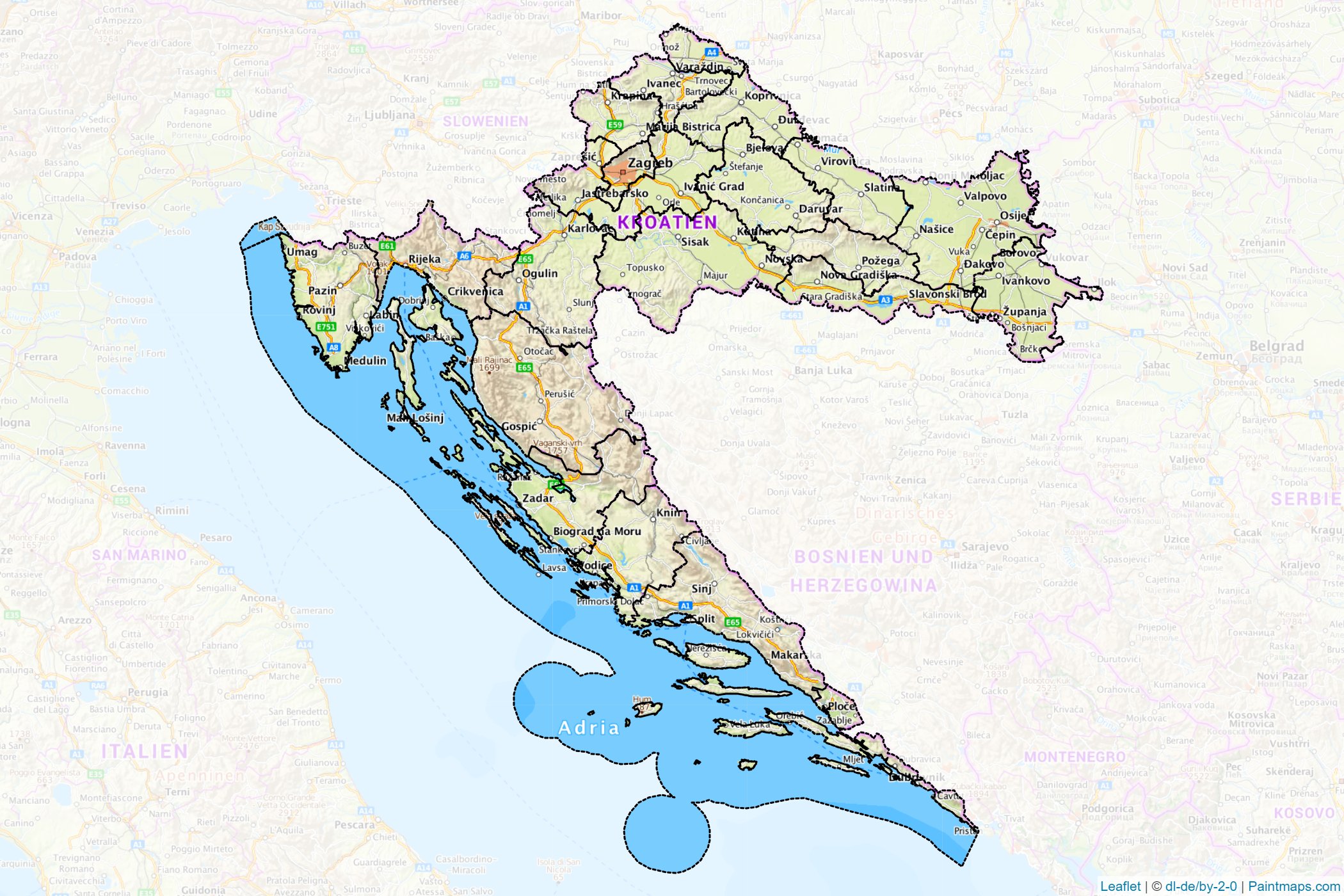 Muestras de recorte de mapas Croacia -1