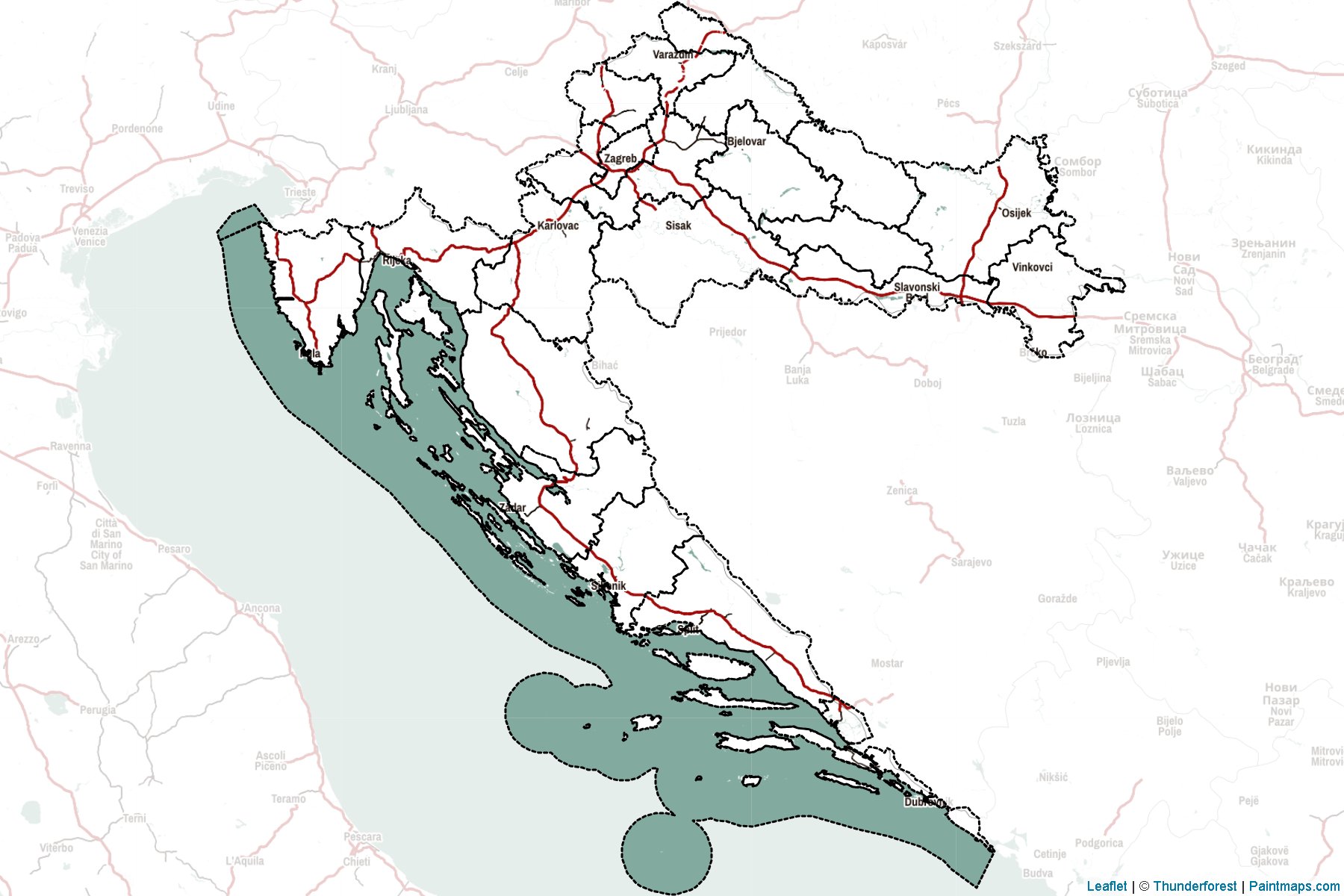 Muestras de recorte de mapas Croacia -2