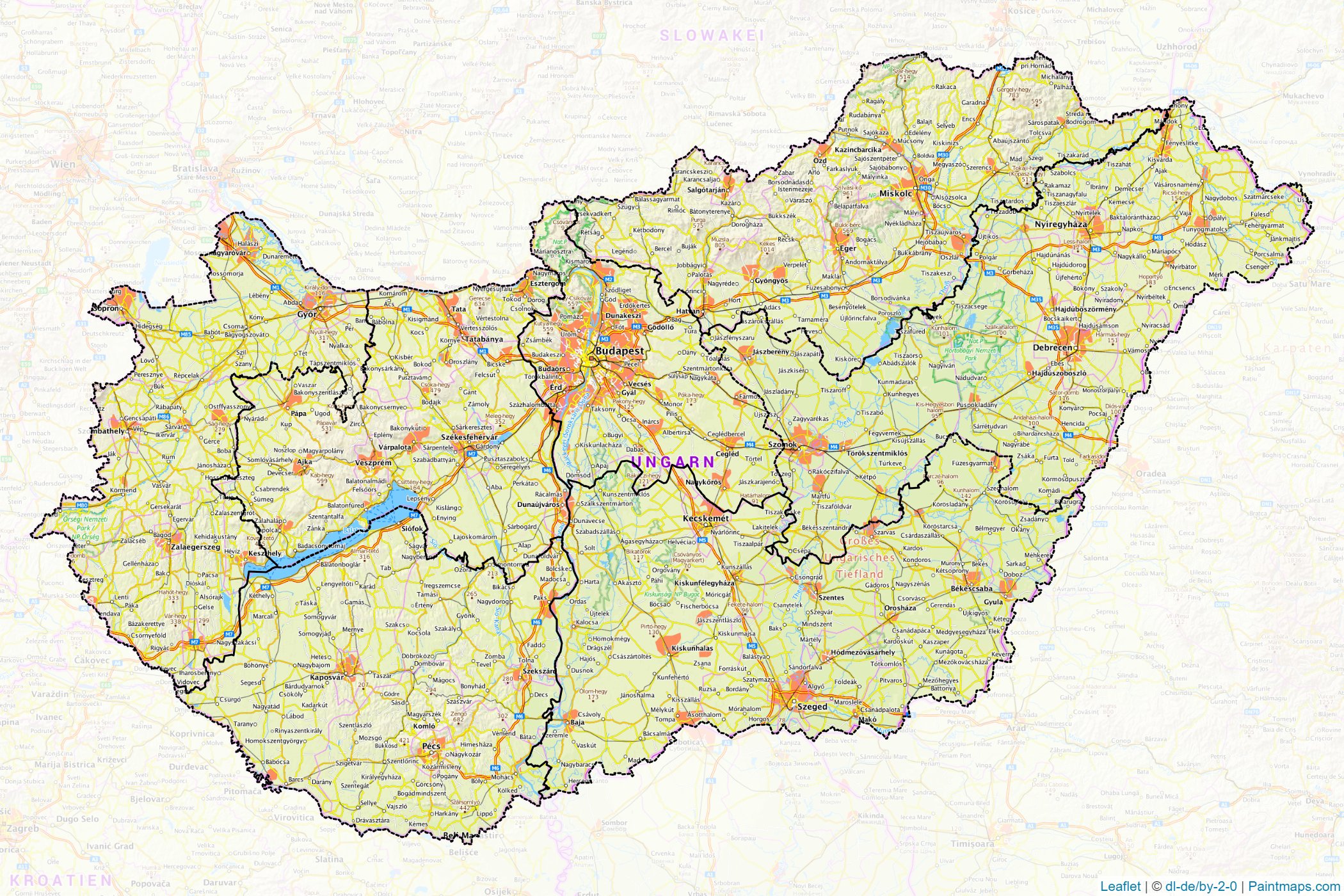 Muestras de recorte de mapas Hungría -1