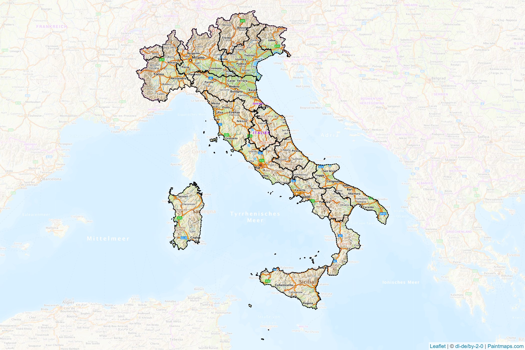 Muestras de recorte de mapas Italia -1