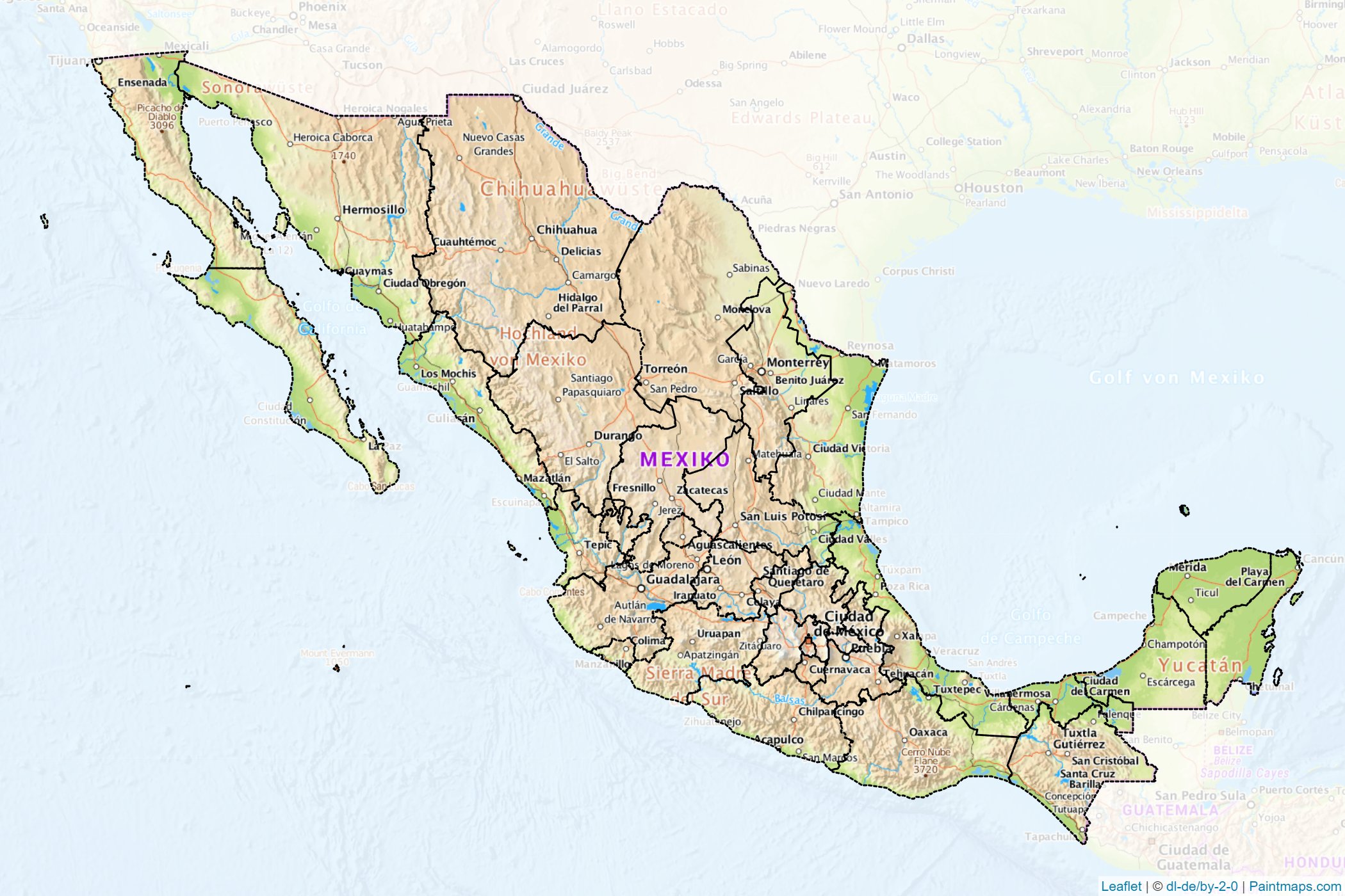 Muestras de recorte de mapas Méjico -1