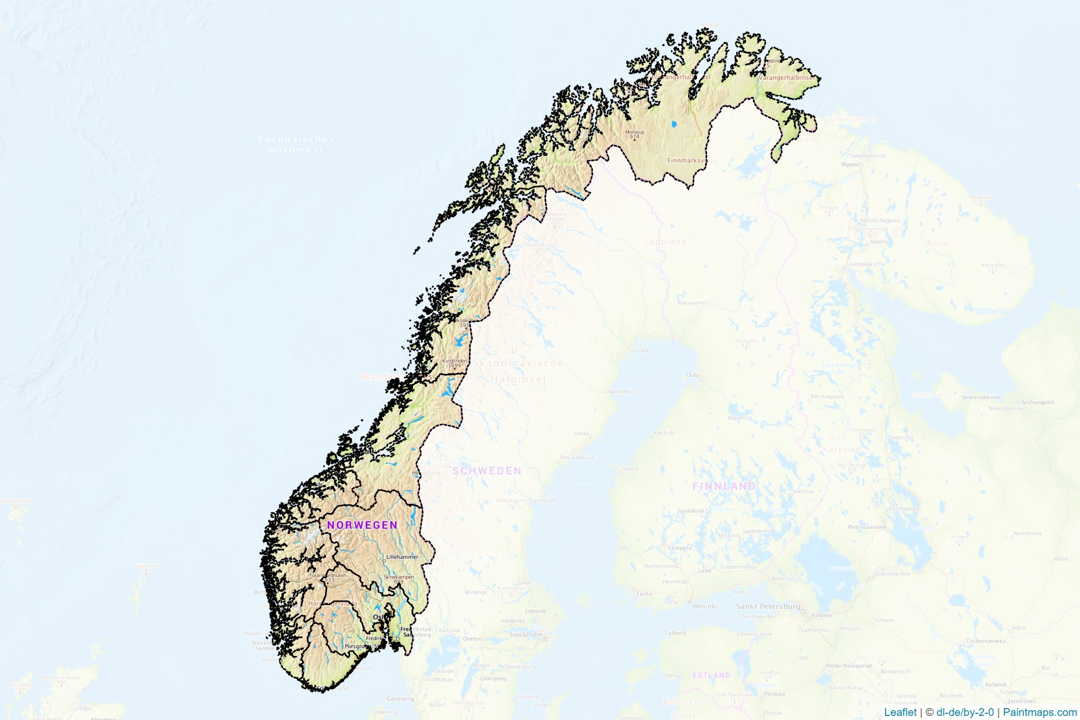 Muestras de recorte de mapas Noruega -1