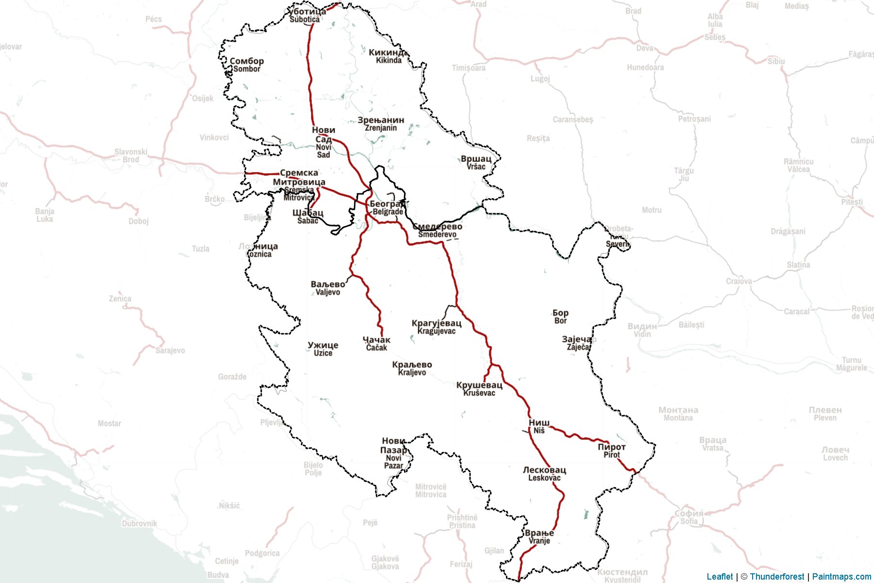 Sırbistan  Haritası Örnekleri-2