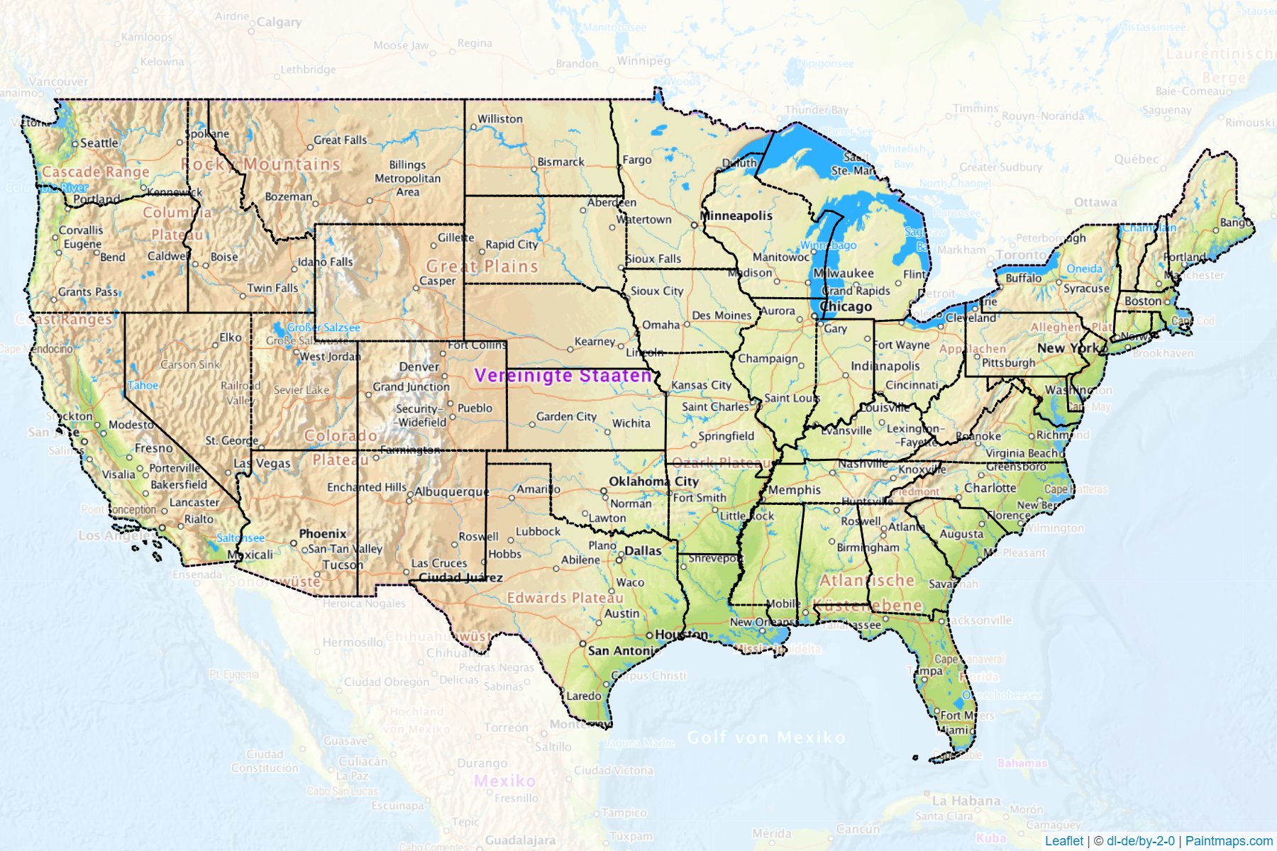 Muestras de recorte de mapas Estados Unidos de America -1