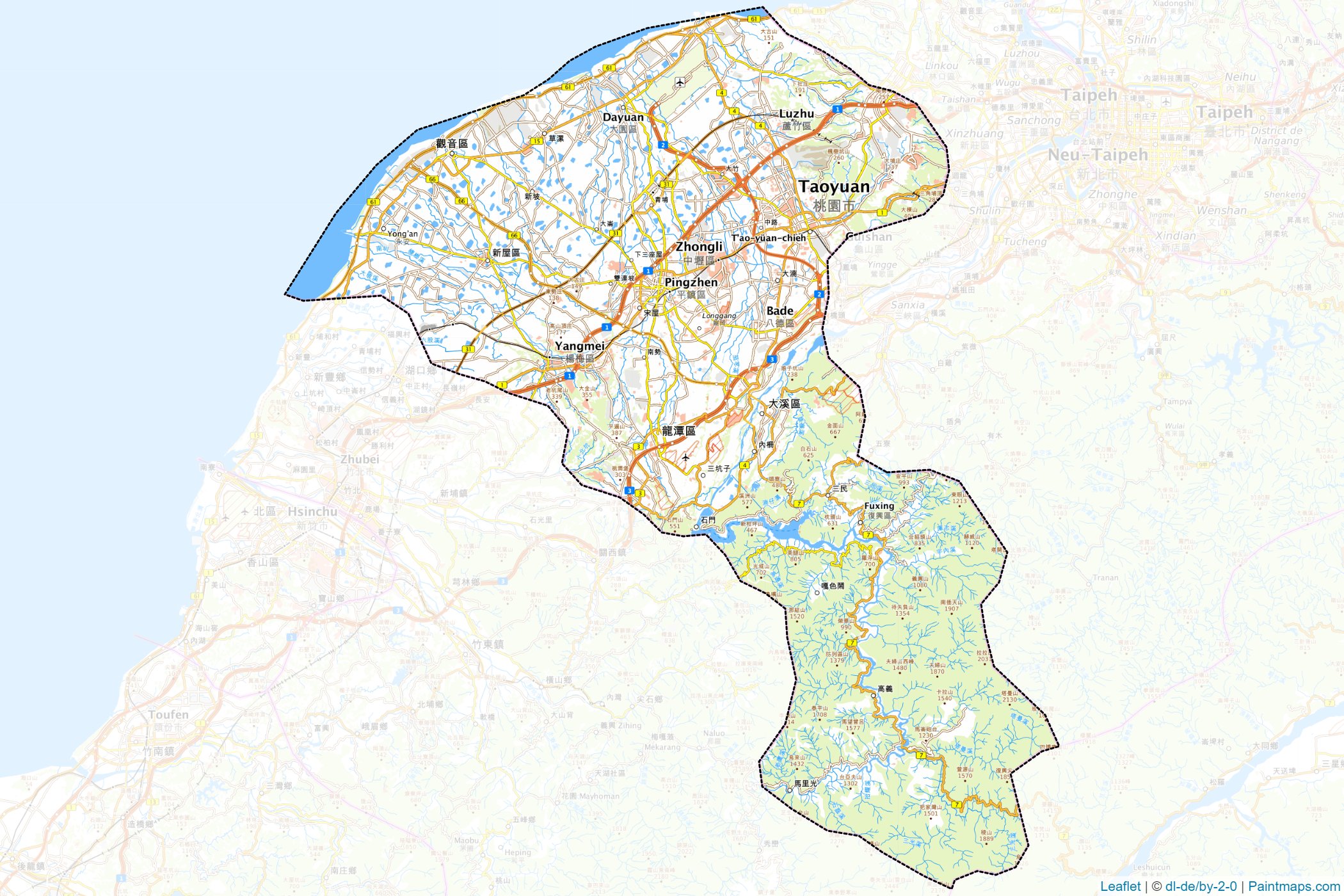 Muestras de recorte de mapas Taoyuan (Taiwán)-1