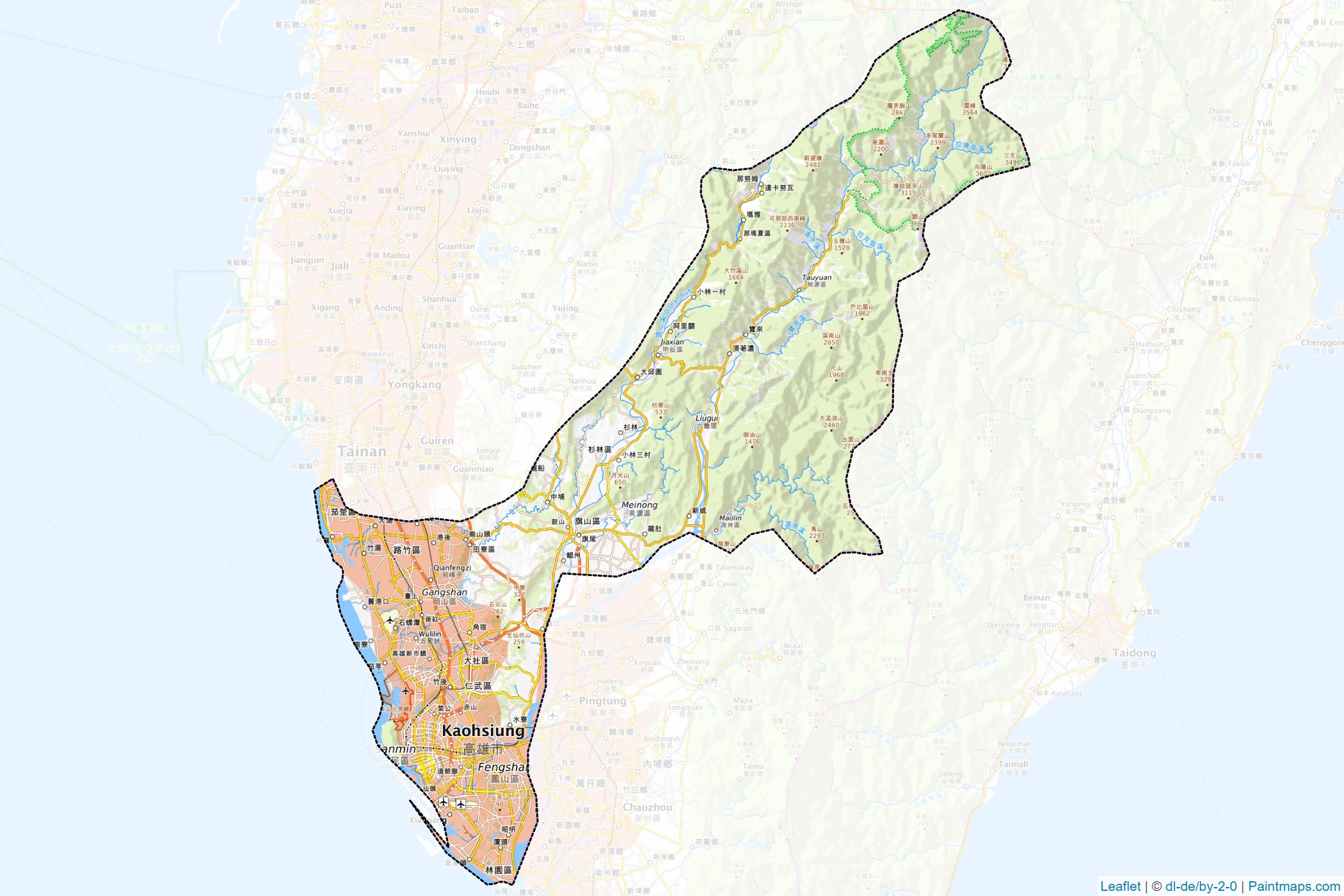 Muestras de recorte de mapas Kaohsiung (Taiwán)-1