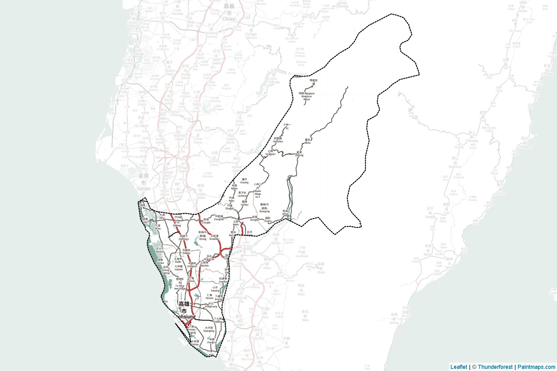 Muestras de recorte de mapas Kaohsiung (Taiwán)-2