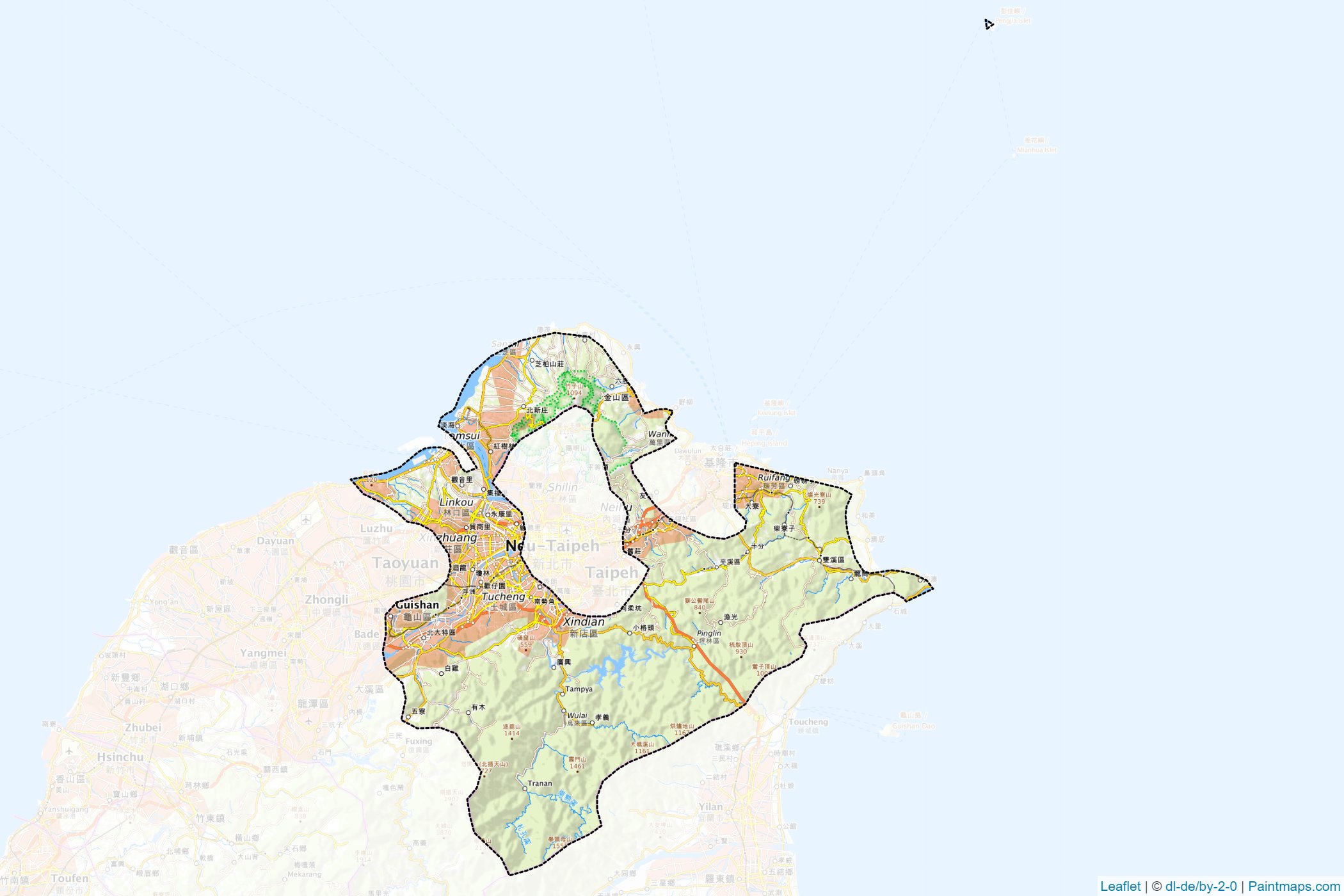 Muestras de recorte de mapas New Taipei (Taiwán)-1