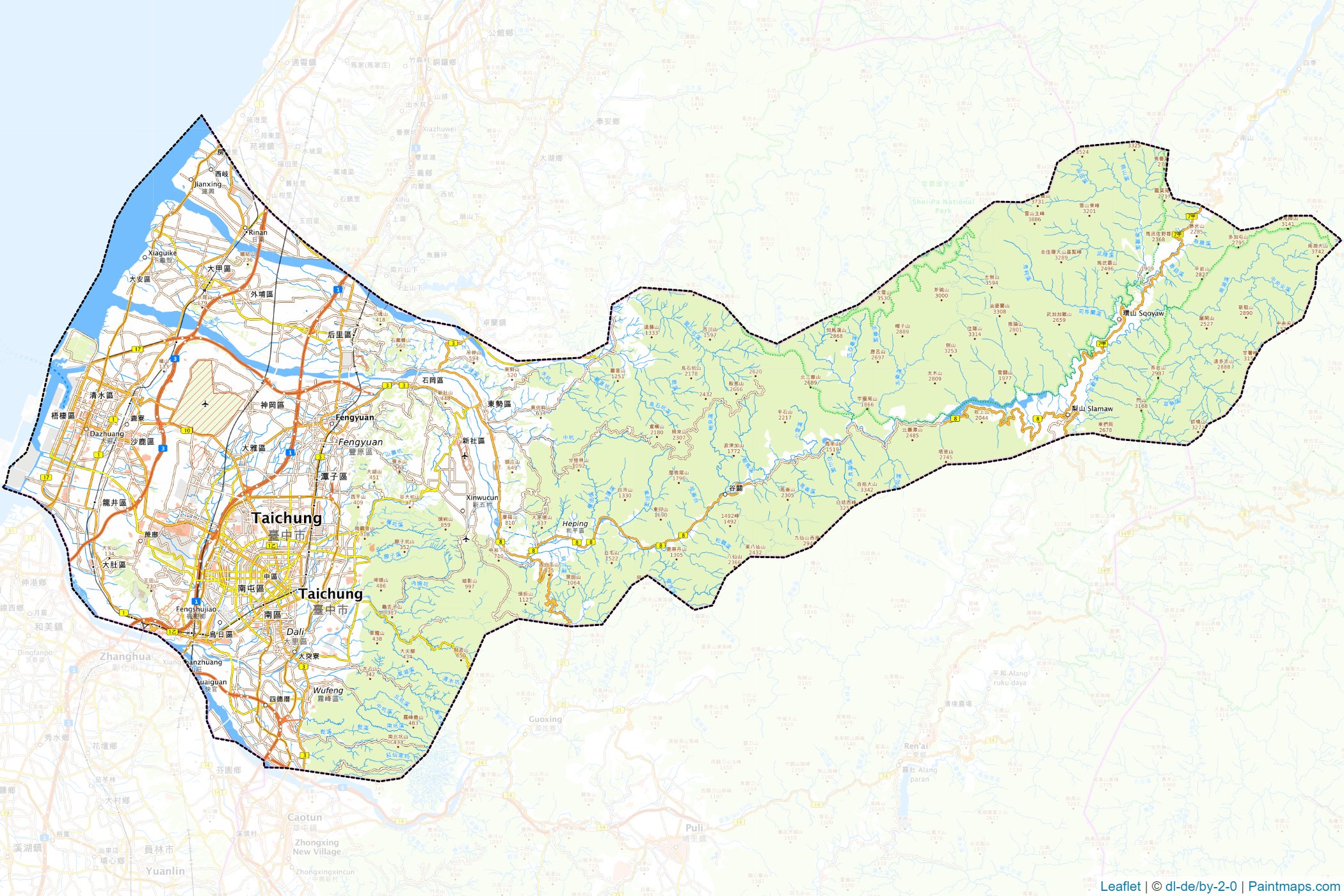 Muestras de recorte de mapas Taichung (Taiwán)-1