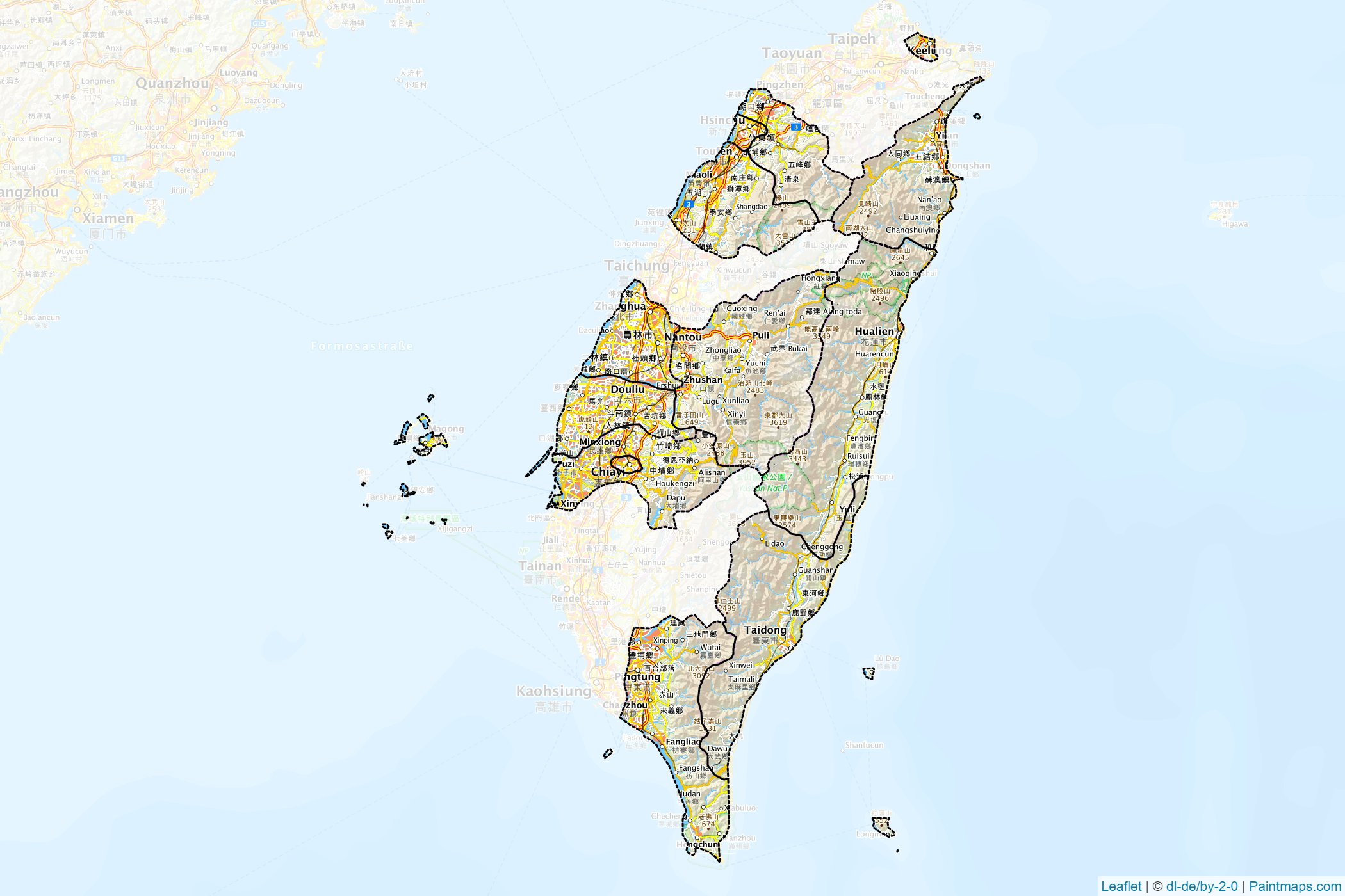 Muestras de recorte de mapas Taiwan (Taiwán)-1