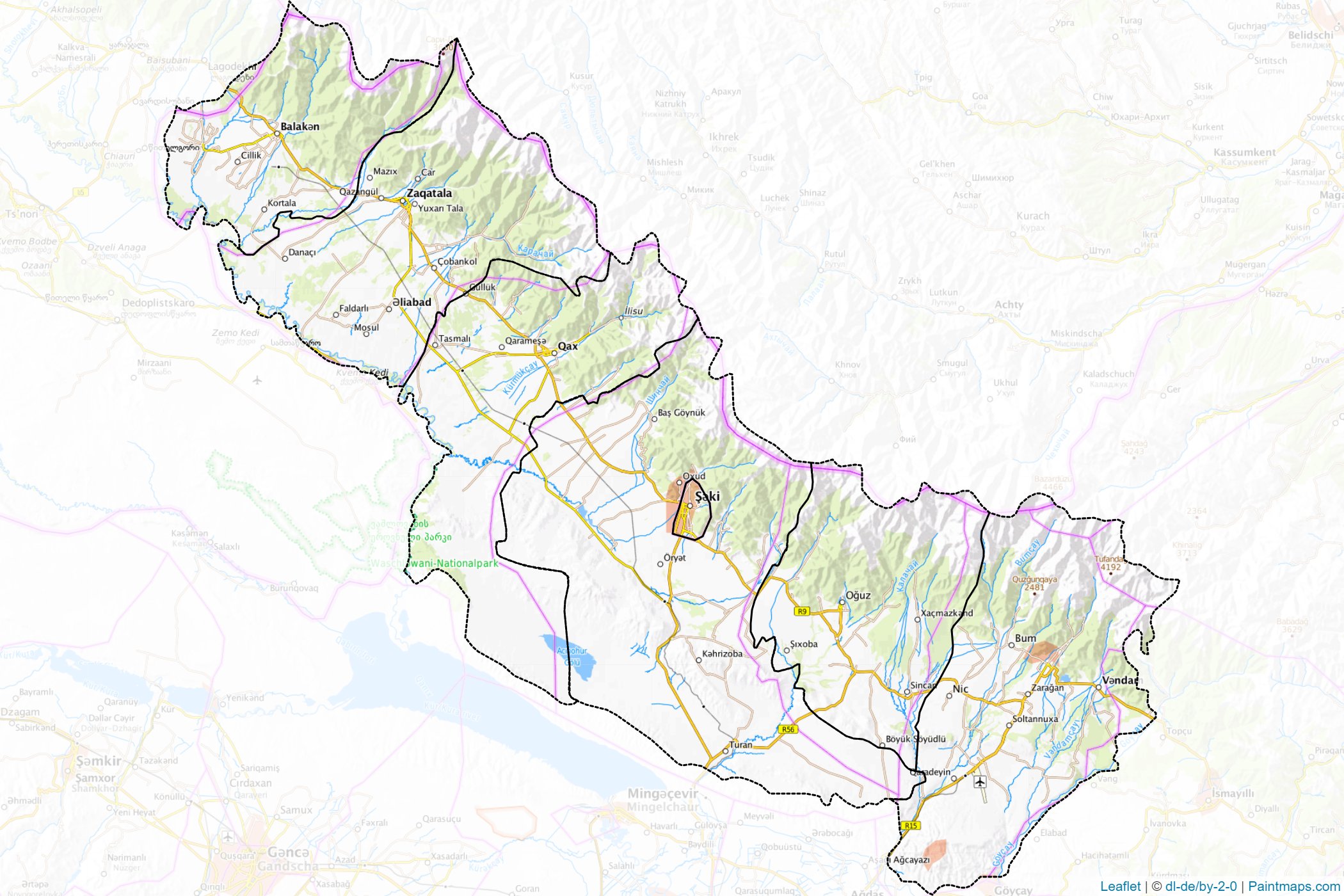 Muestras de recorte de mapas Shaki-Zaqatala (Azerbaiyán)-1